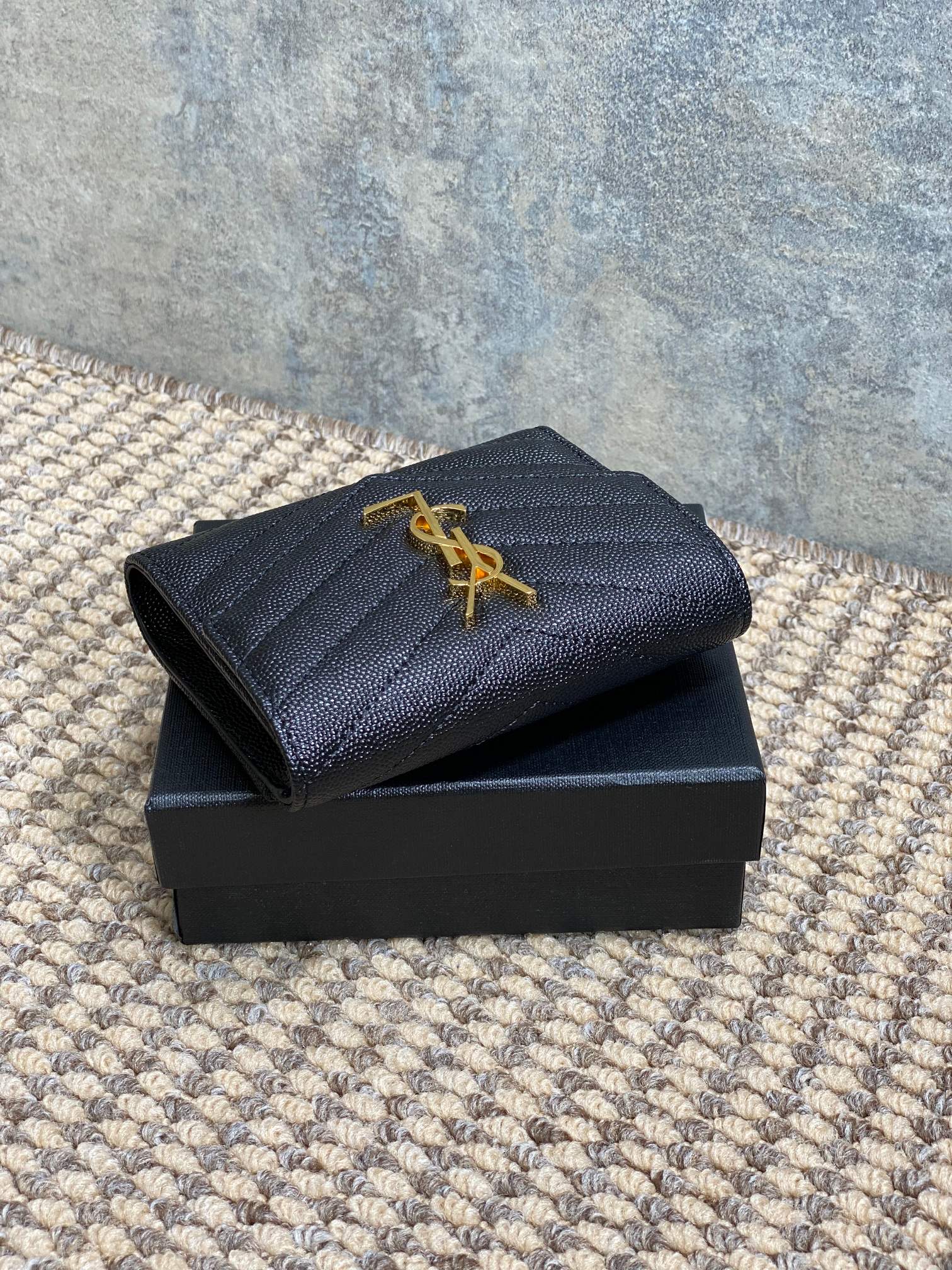YSL Compact Flap Cassendre Wallet 10cm Black Leather GHW mysite