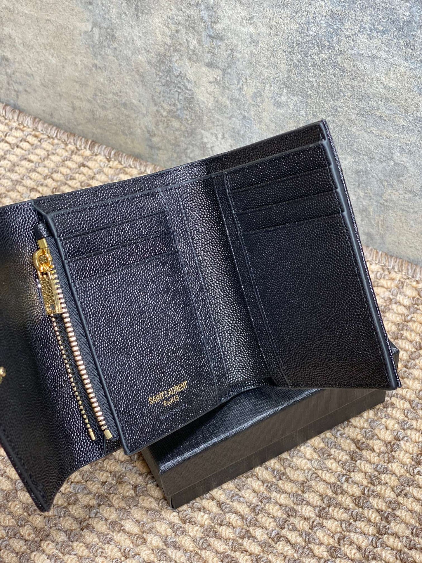 YSL Compact Flap Cassendre Wallet 10cm Black Leather GHW mysite