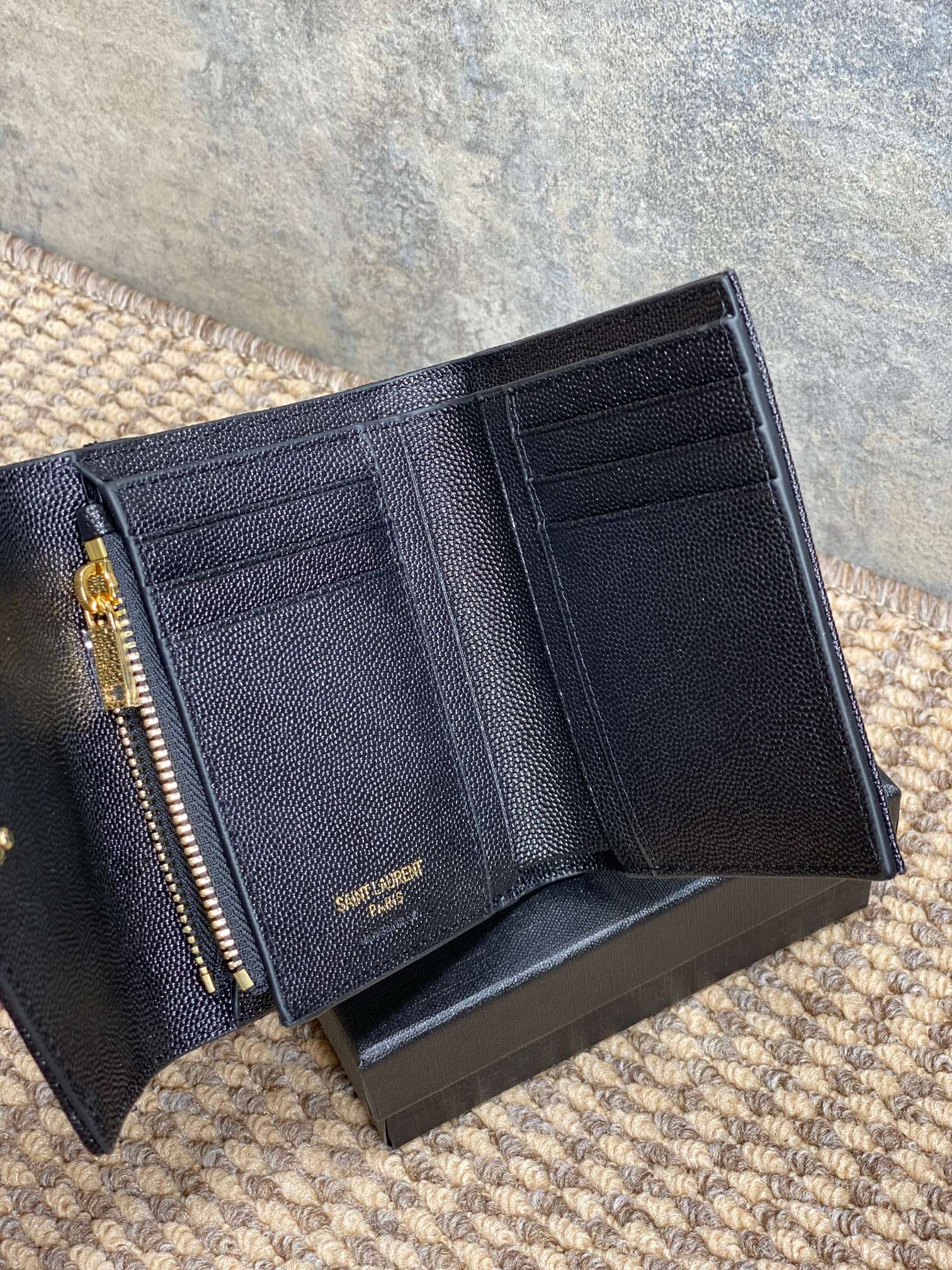 YSL Compact Flap Cassendre Wallet 10cm Black Leather GHW mysite