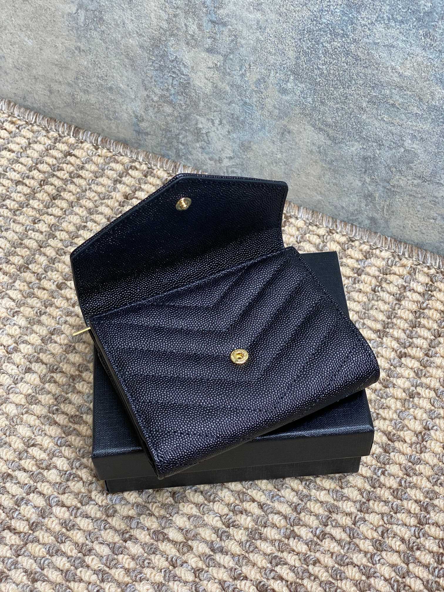 YSL Compact Flap Cassendre Wallet 10cm Black Leather GHW mysite