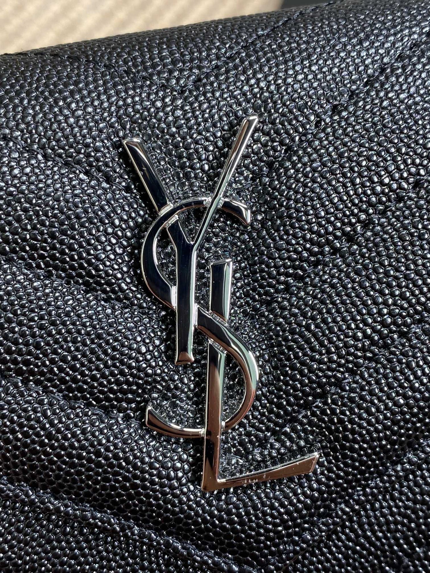 YSL Compact Flap Cassendre Wallet 10cm Black Leather Sliver HW mysite