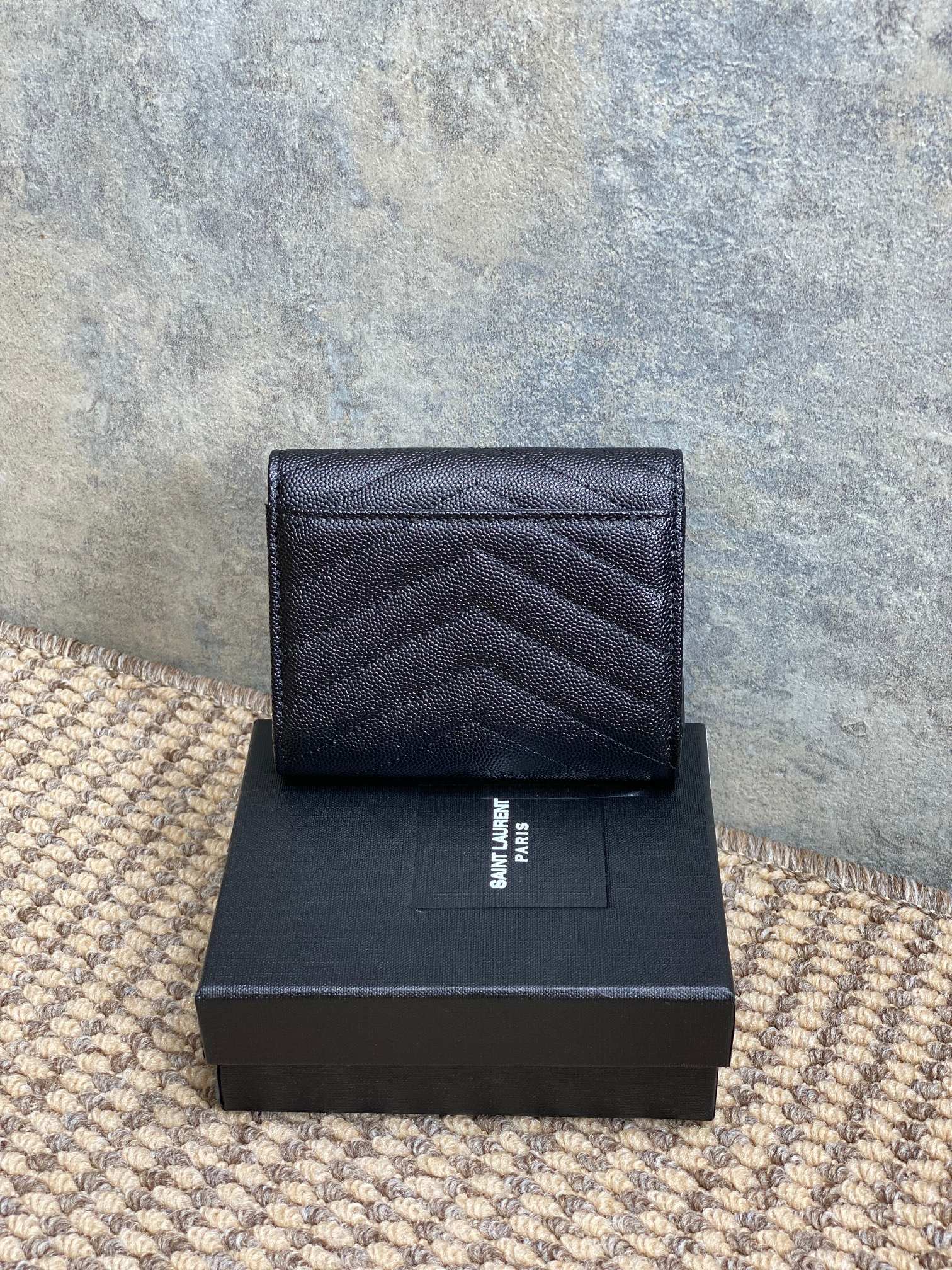 YSL Compact Flap Cassendre Wallet 10cm Full Black Leather mysite