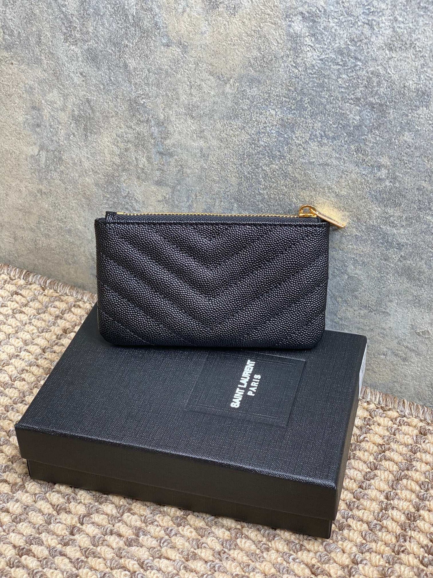 YSL Hook & Chain Zipper Coin Purse Caviar Cowhide GHW mysite