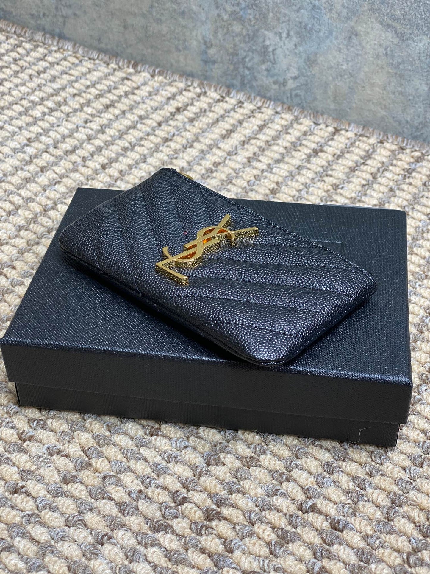 YSL Hook & Chain Zipper Coin Purse Caviar Cowhide GHW mysite