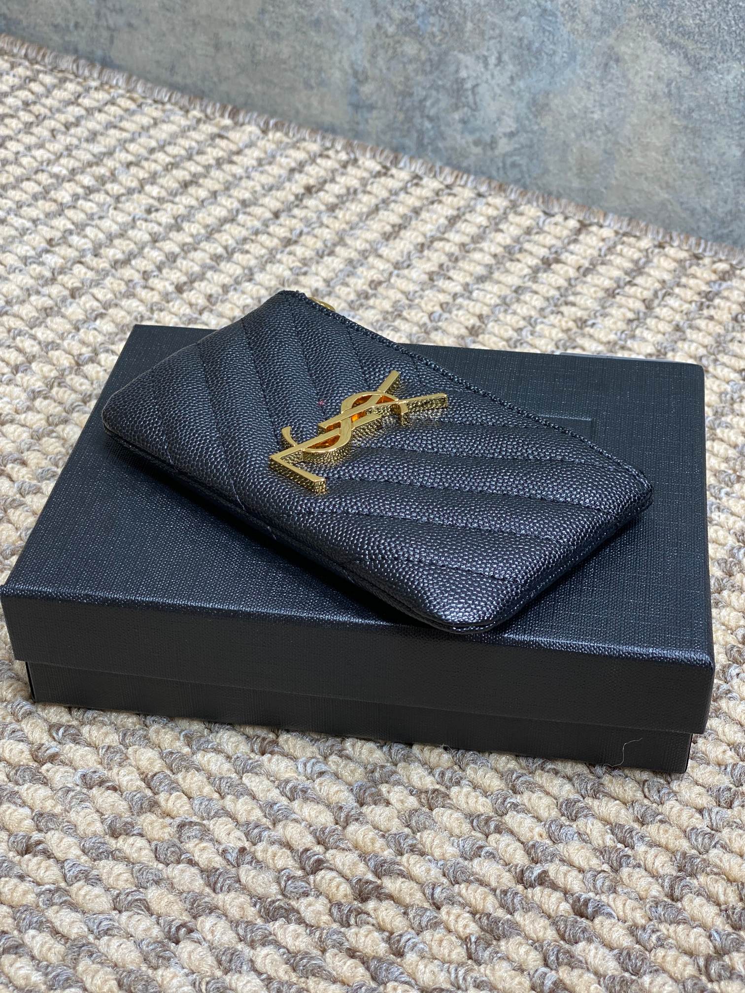 YSL Hook & Chain Zipper Coin Purse Caviar Cowhide GHW mysite