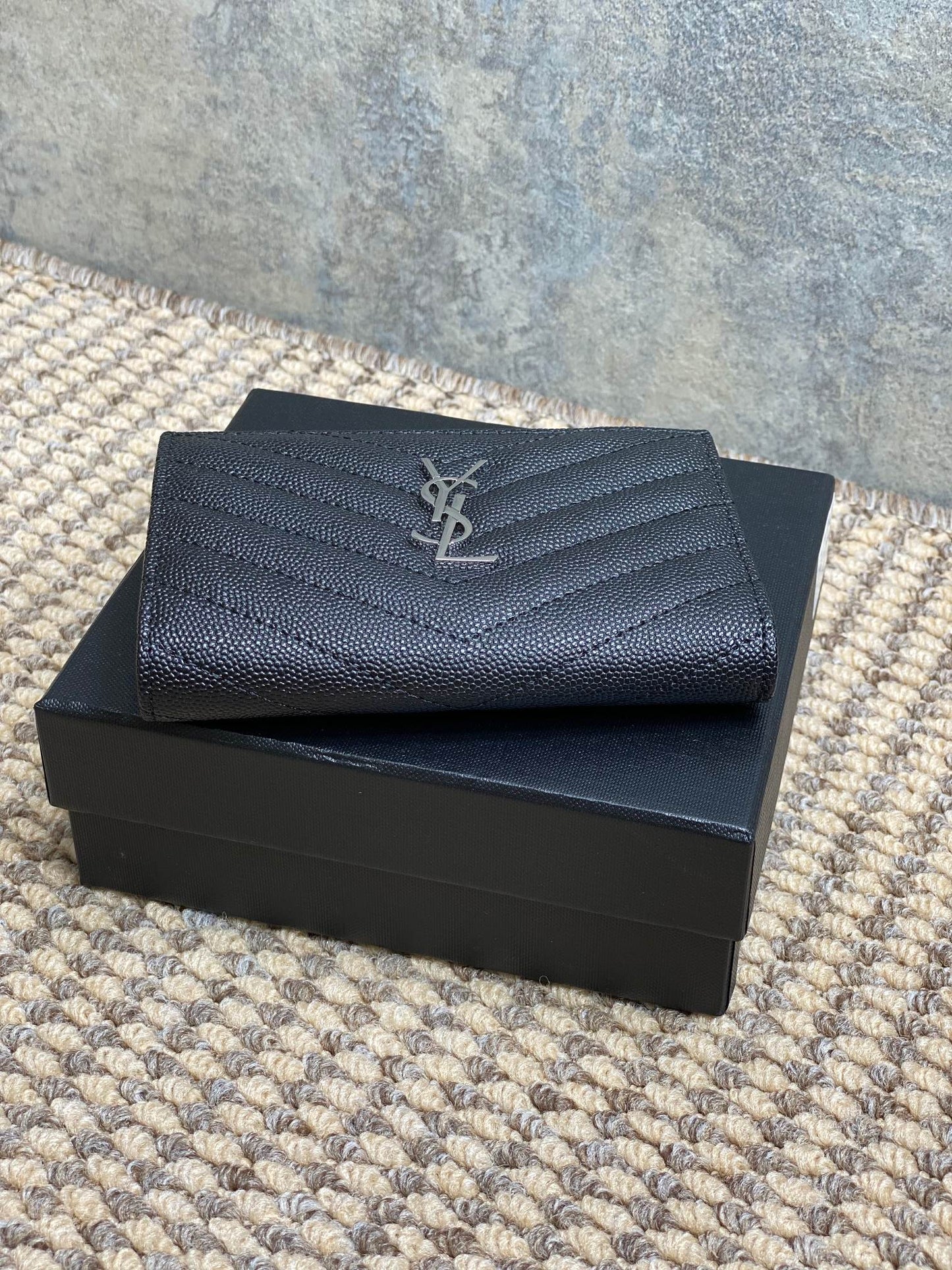 YSL Monogram Wallet Wallet 13cm Black Caviar Cowhide Sliver HW mysite