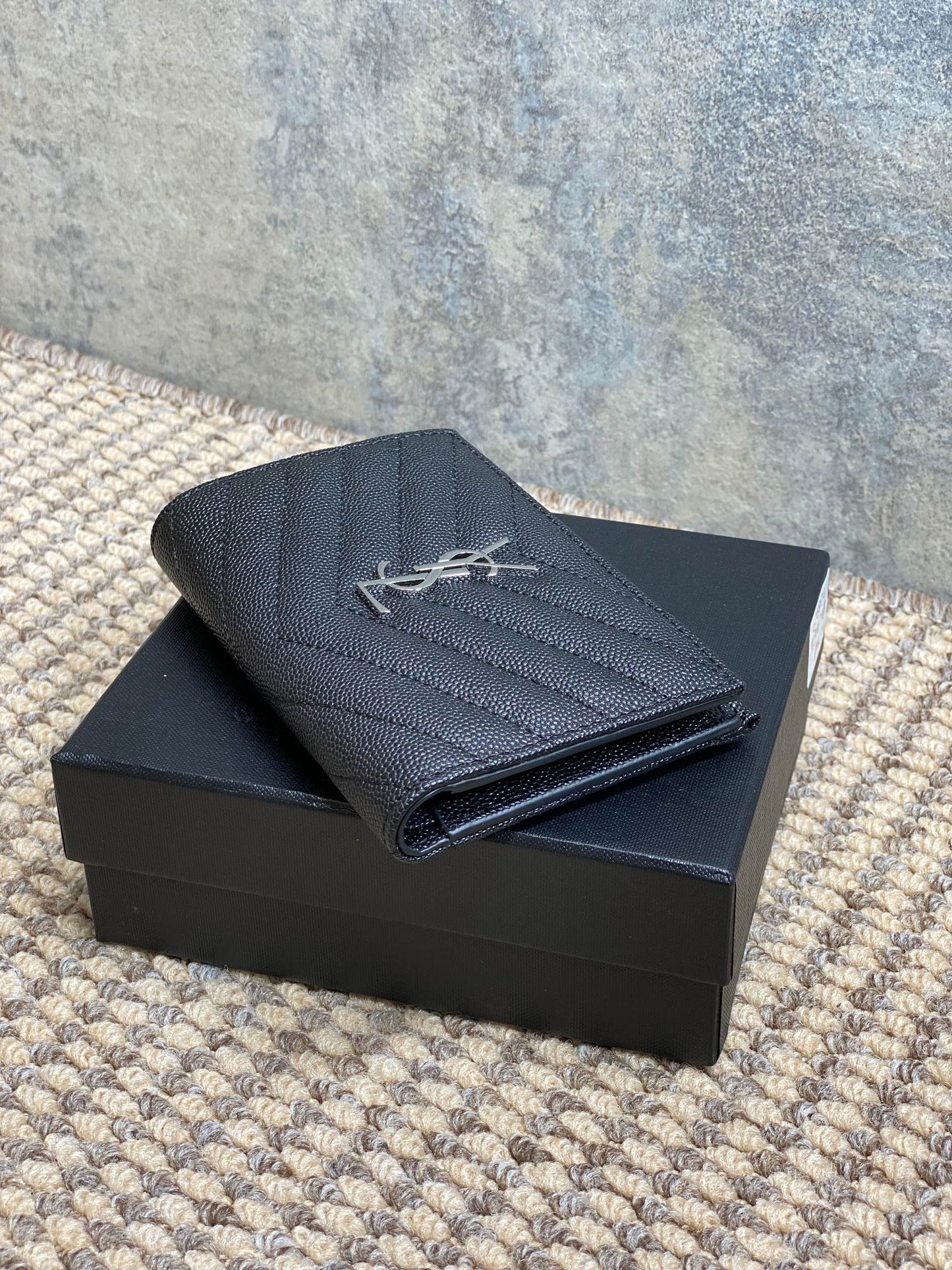 YSL Monogram Wallet Wallet 13cm Black Caviar Cowhide Sliver HW mysite