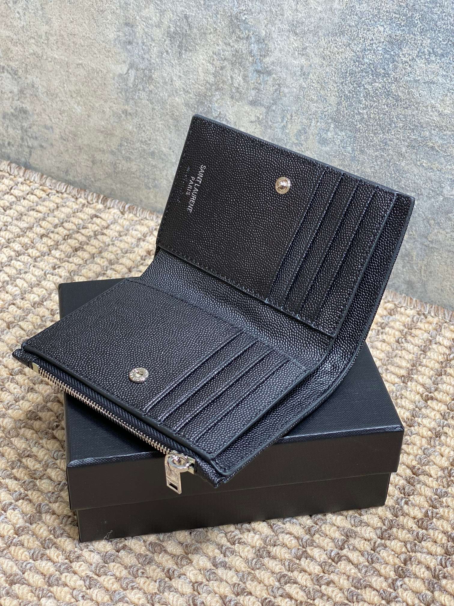 YSL Monogram Wallet Wallet 13cm Black Caviar Cowhide Sliver HW mysite