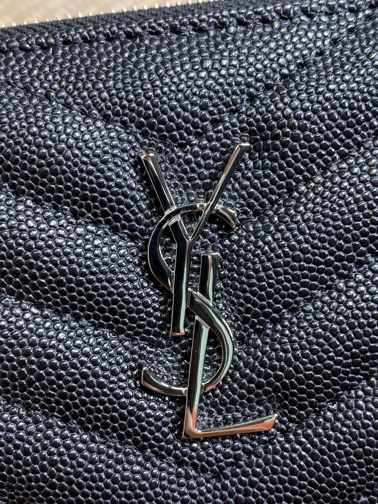 YSL Monogram Wallet Wallet 13cm Black Caviar Cowhide Sliver HW mysite