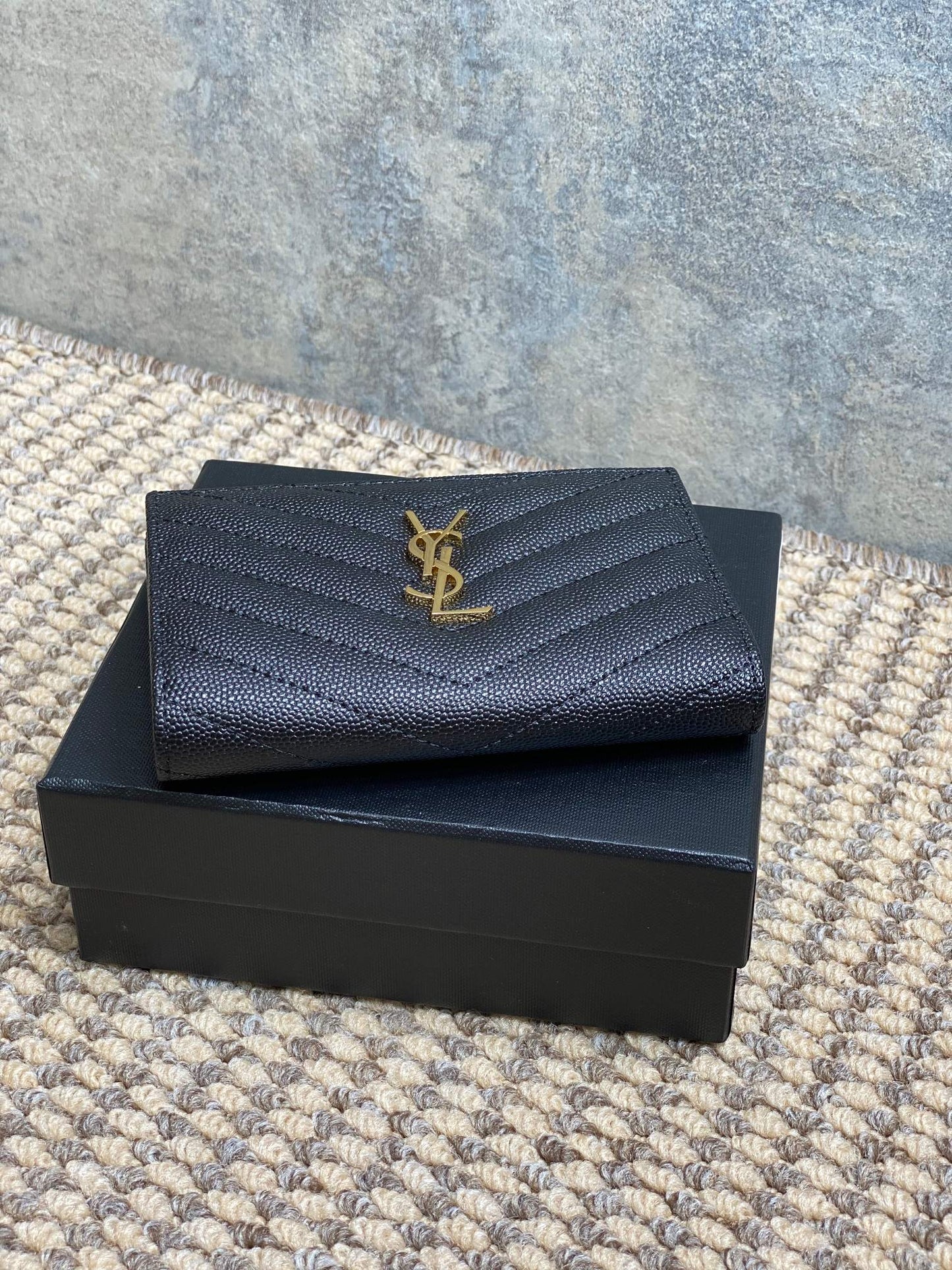 YSL Monogram Wallet Wallet 13cm Black Caviar Cowhide GHW mysite