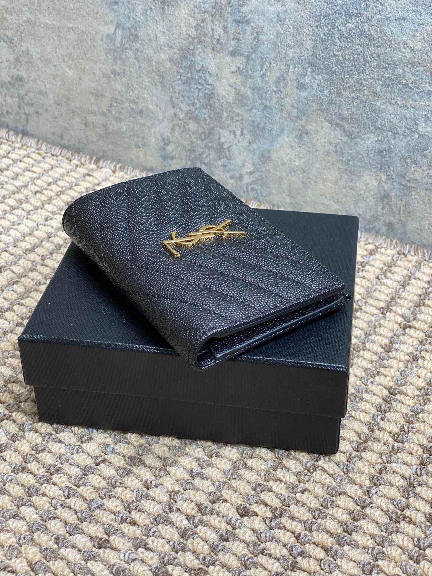 YSL Monogram Wallet Wallet 13cm Black Caviar Cowhide GHW mysite