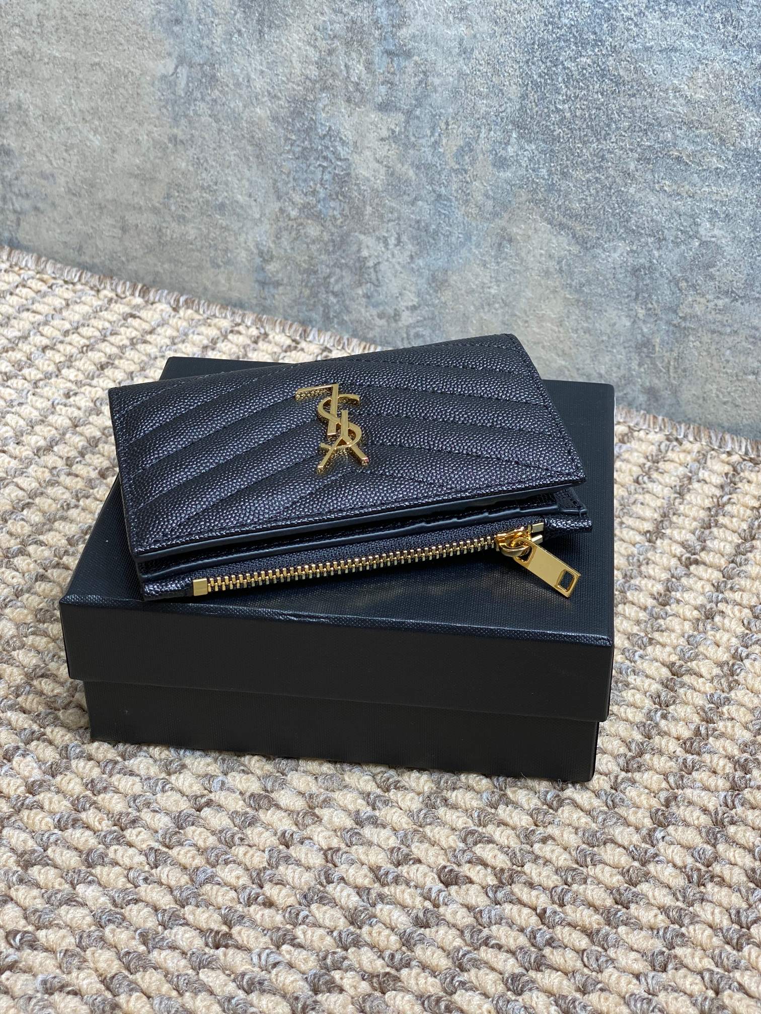 YSL Monogram Wallet Wallet 13cm Black Caviar Cowhide GHW mysite