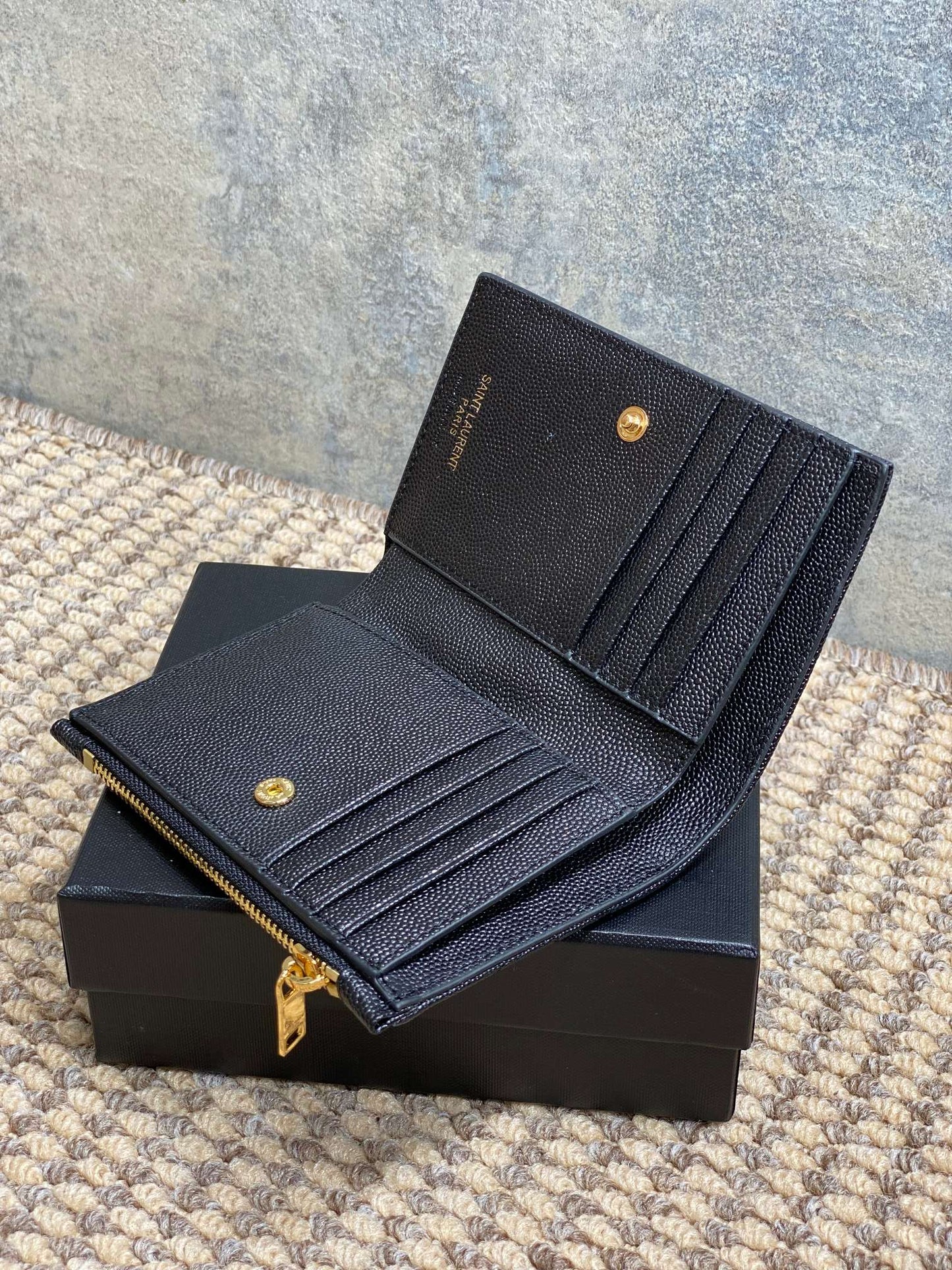 YSL Monogram Wallet Wallet 13cm Black Caviar Cowhide GHW mysite