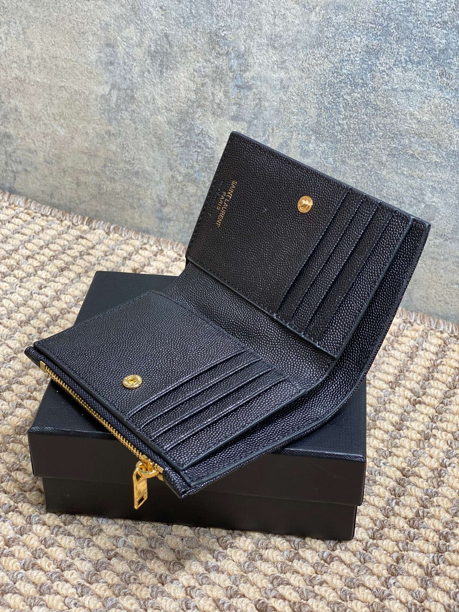 YSL Monogram Wallet Wallet 13cm Black Caviar Cowhide GHW mysite