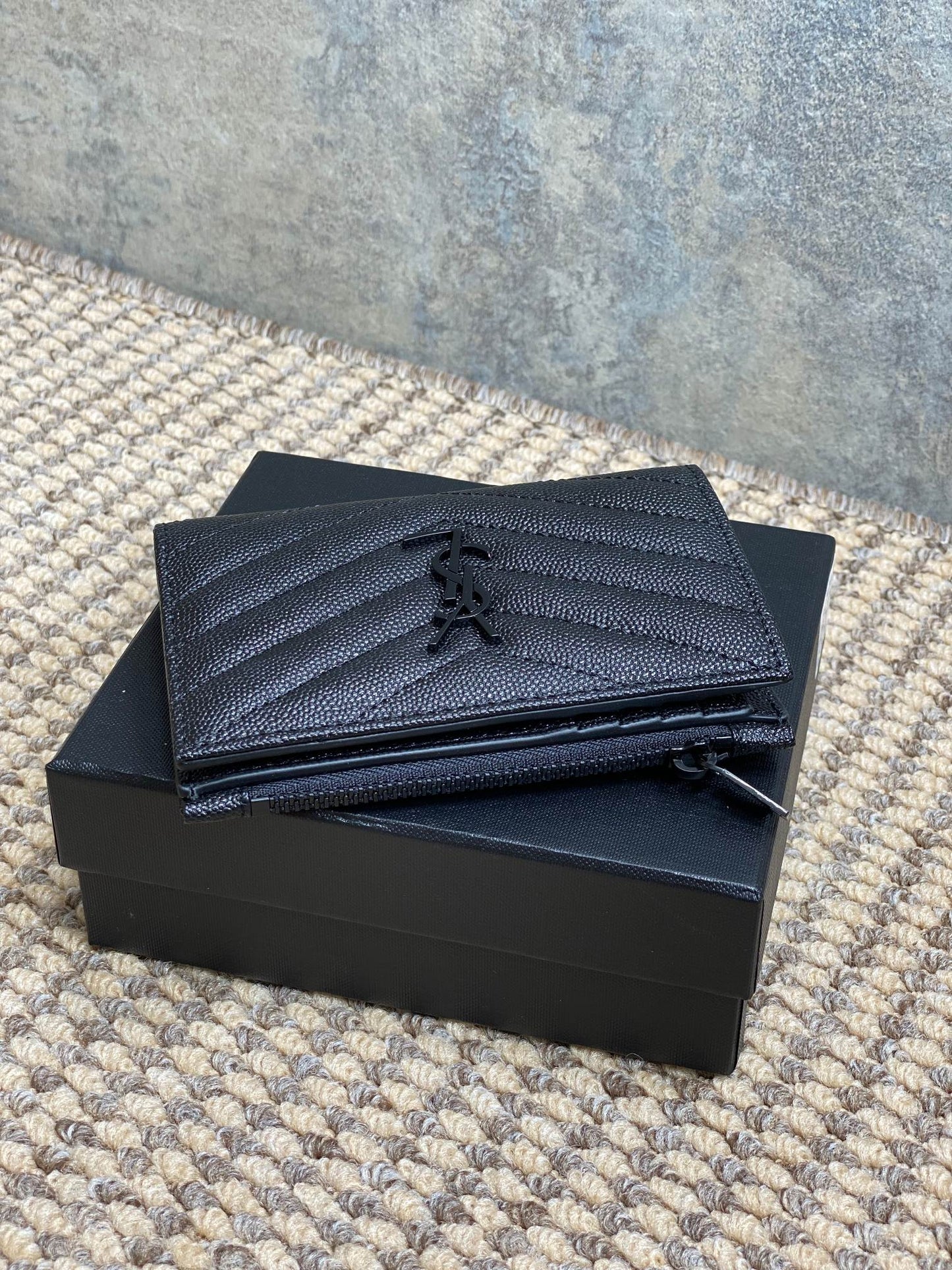 YSL Monogram Wallet Wallet 13cm Full Black Caviar Cowhide mysite