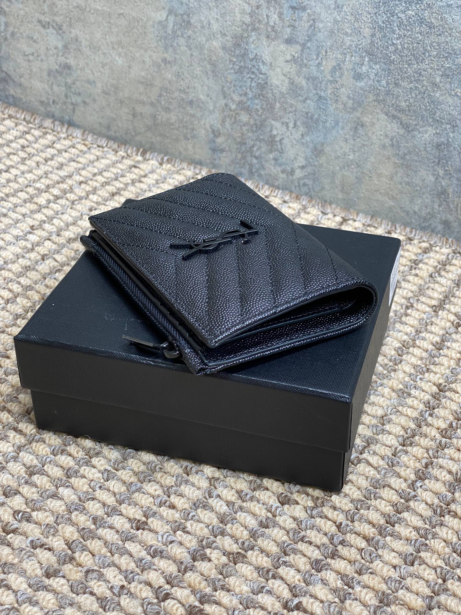 YSL Monogram Wallet Wallet 13cm Full Black Caviar Cowhide mysite