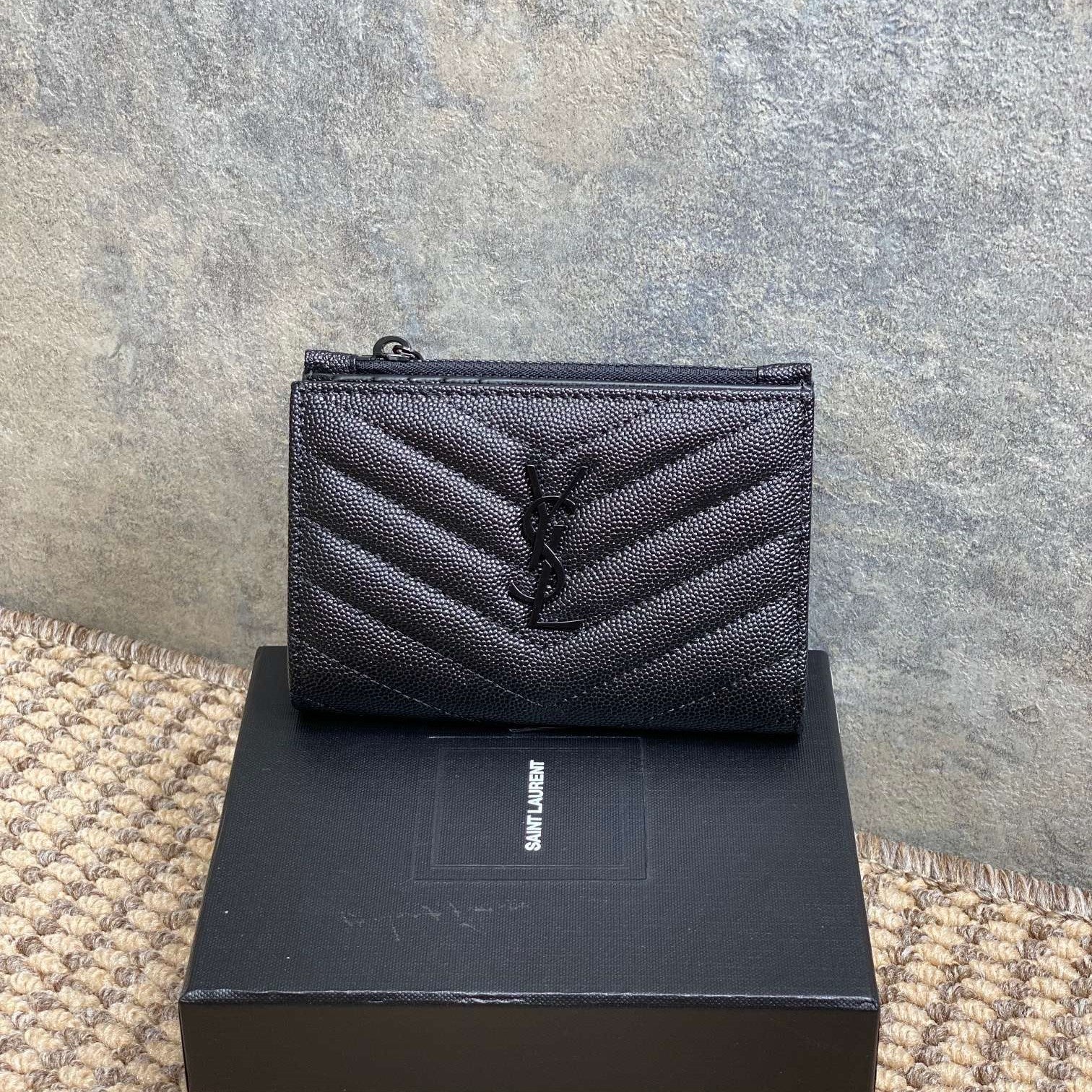 YSL Monogram Wallet Wallet 13cm Full Black Caviar Cowhide mysite