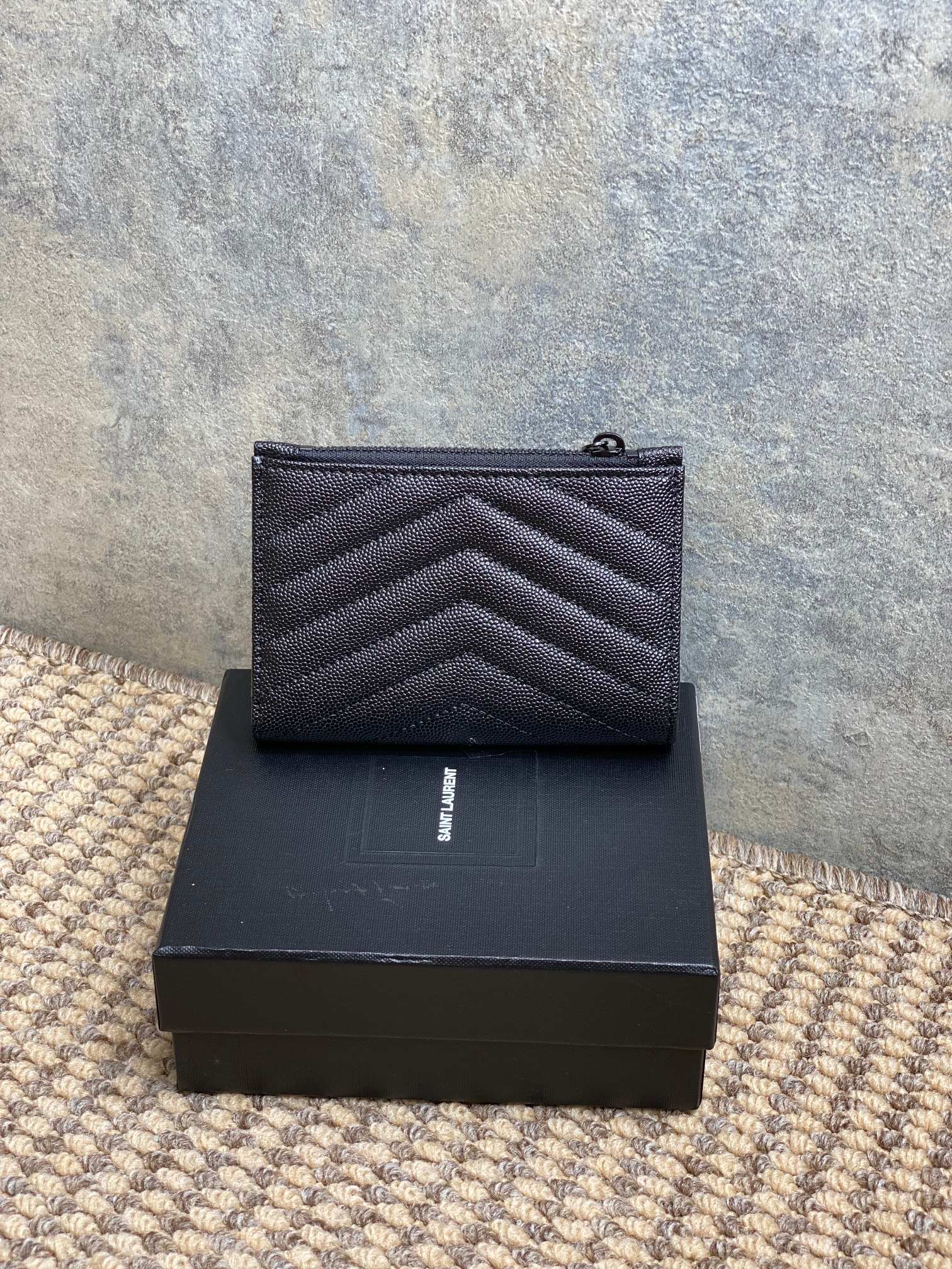 YSL Monogram Wallet Wallet 13cm Full Black Caviar Cowhide mysite