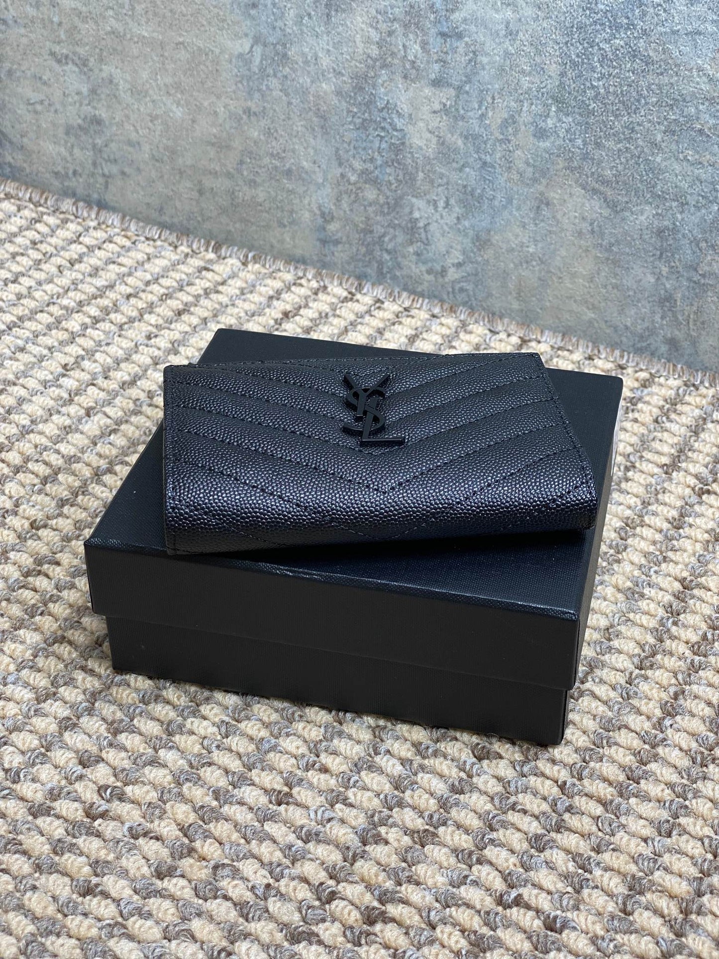 YSL Monogram Wallet Wallet 13cm Full Black Caviar Cowhide mysite