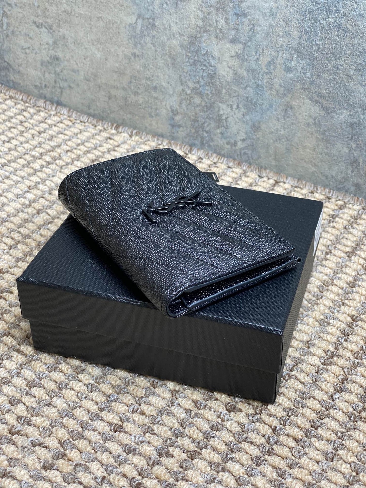 YSL Monogram Wallet Wallet 13cm Full Black Caviar Cowhide mysite