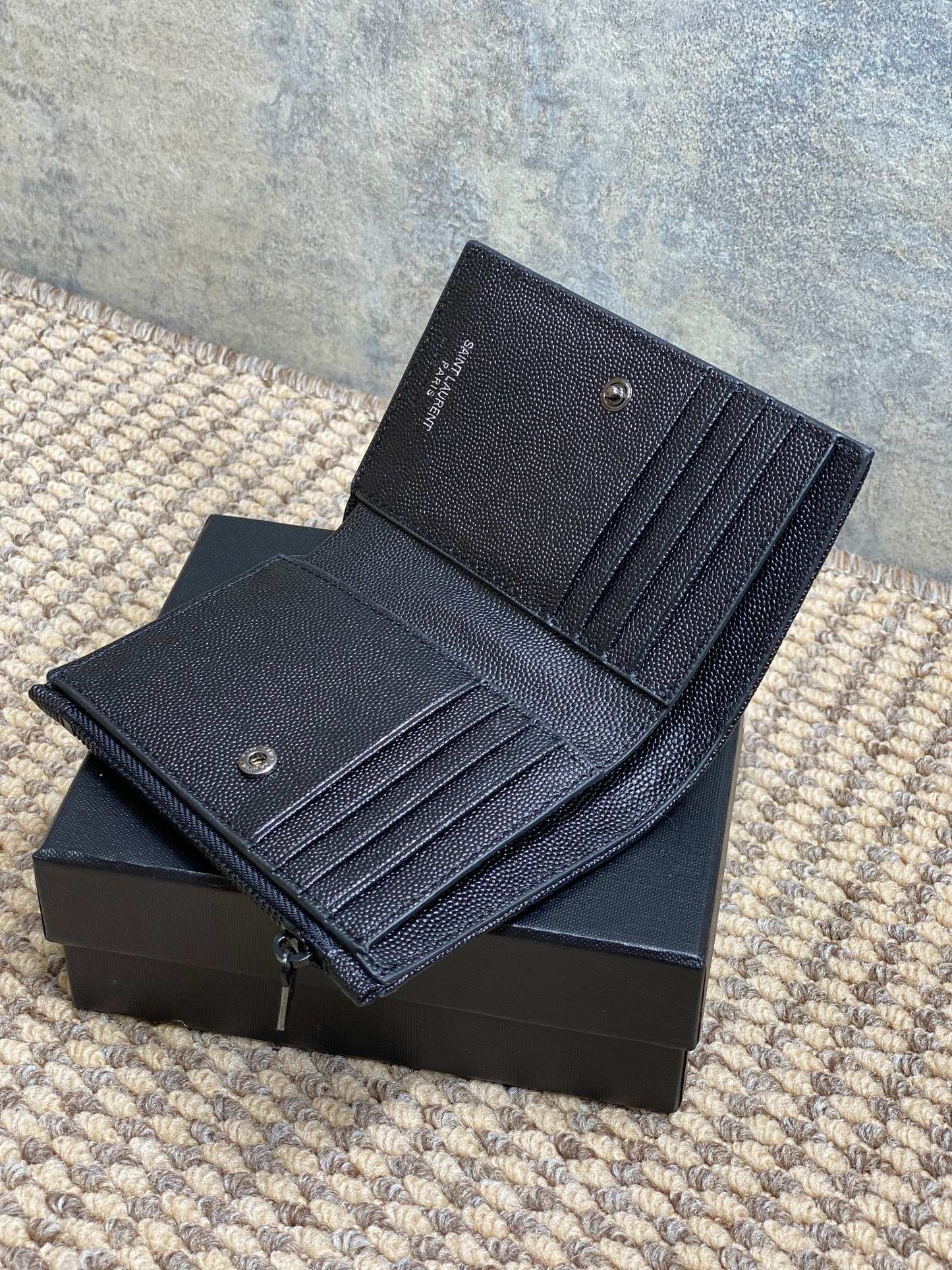 YSL Monogram Wallet Wallet 13cm Full Black Caviar Cowhide mysite