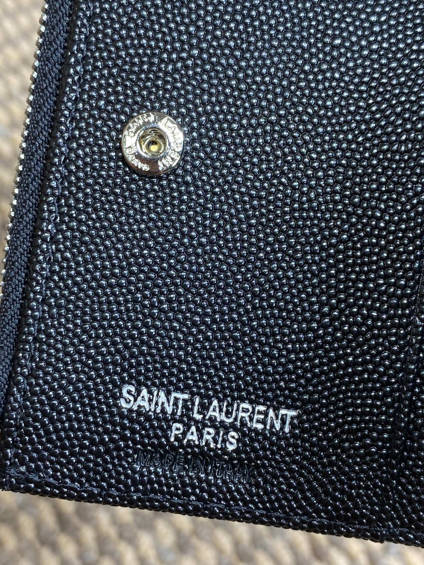 YSL Cassandre Matelassé Bi-Fold Wallet Black Caviar Cowhide Sliver HW mysite