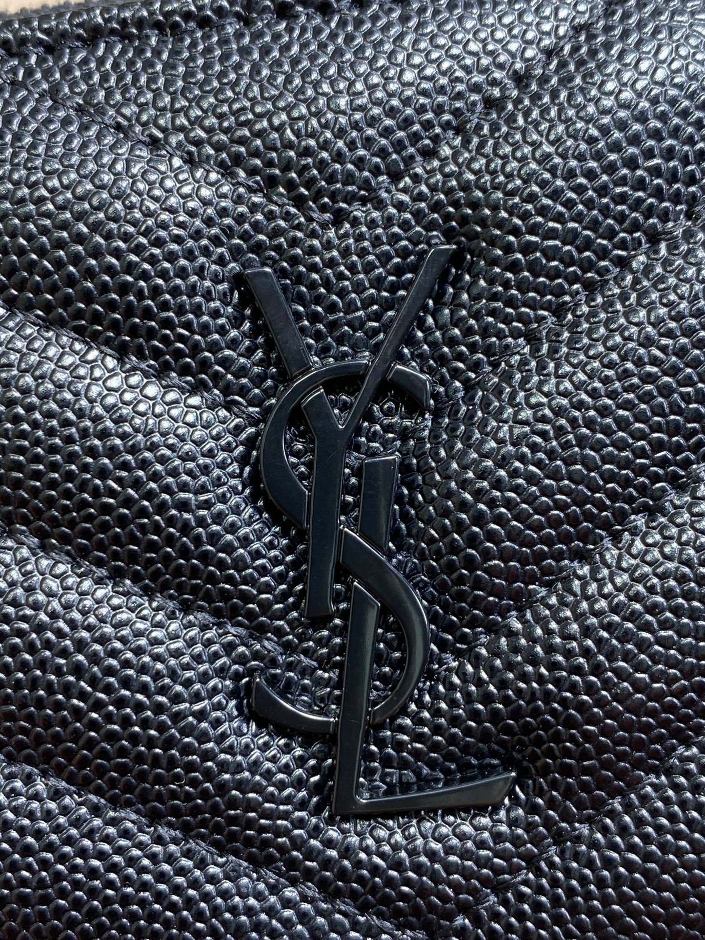 YSL Cassandre Matelassé Bi-Fold Wallet Full Black Caviar Cowhide mysite