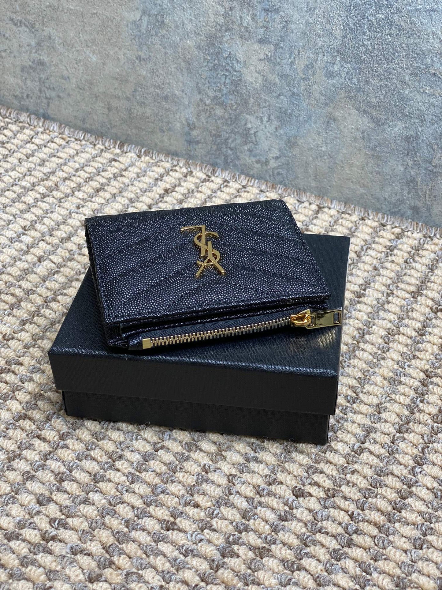 YSL Cassandre Matelassé Bi-Fold Wallet Black Caviar Cowhide GHW mysite