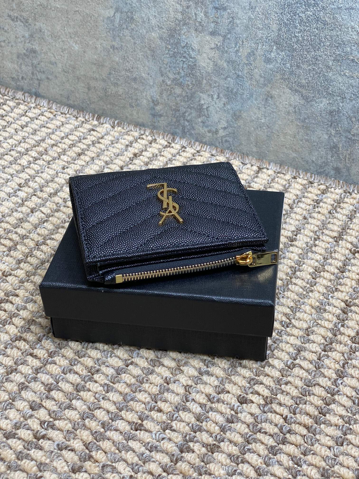 YSL Cassandre Matelassé Bi-Fold Wallet Black Caviar Cowhide GHW mysite