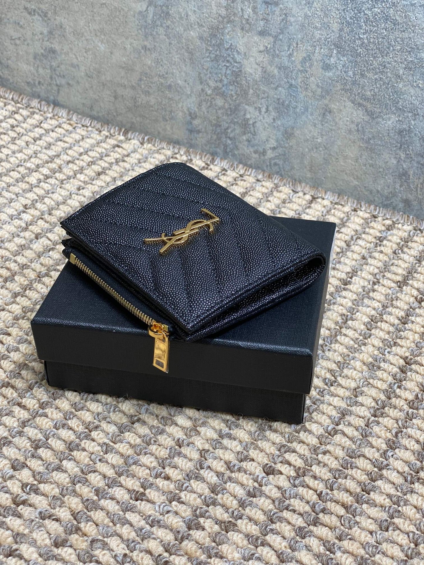 YSL Cassandre Matelassé Bi-Fold Wallet Black Caviar Cowhide GHW mysite
