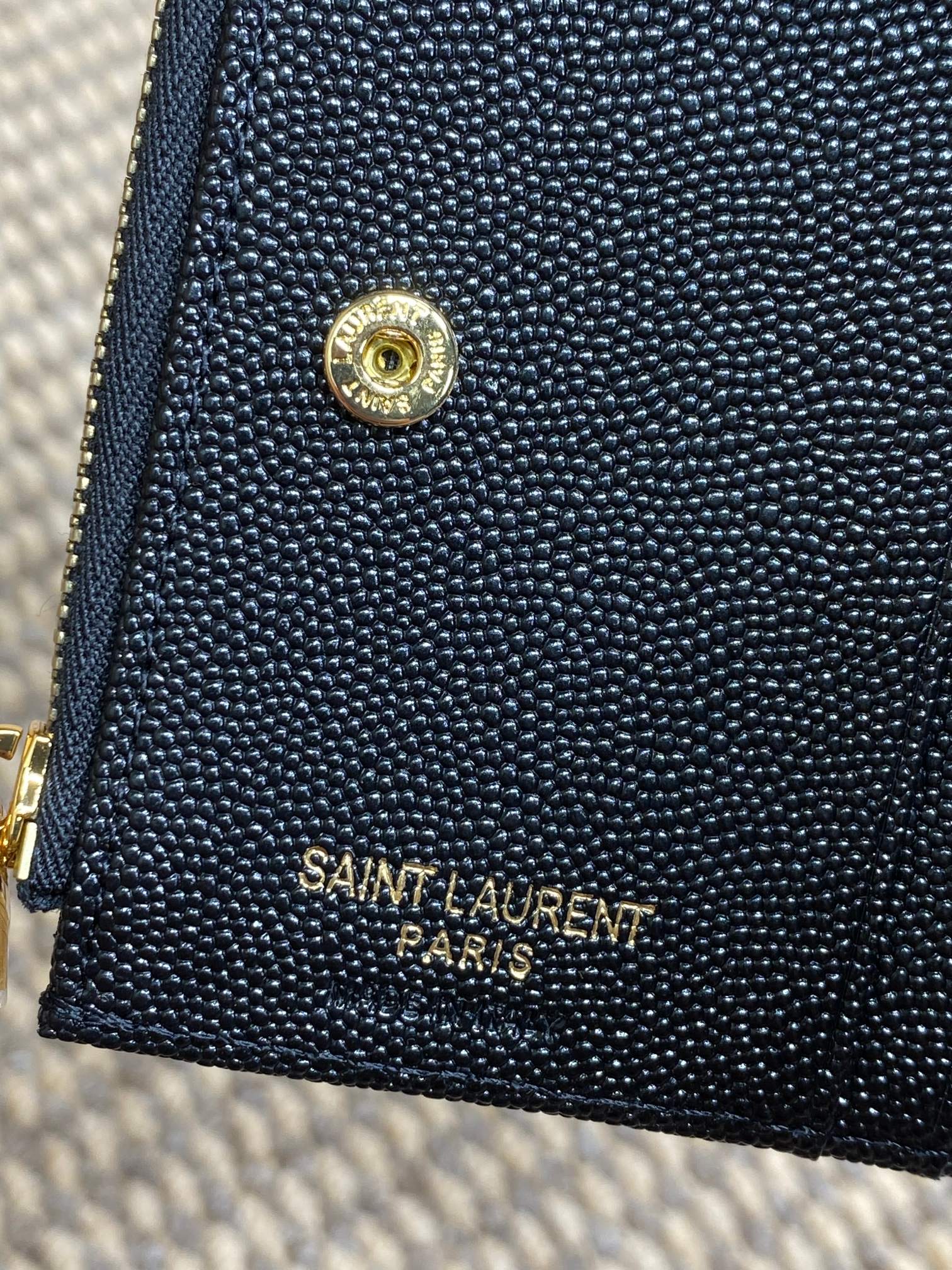 YSL Cassandre Matelassé Bi-Fold Wallet Black Caviar Cowhide GHW mysite