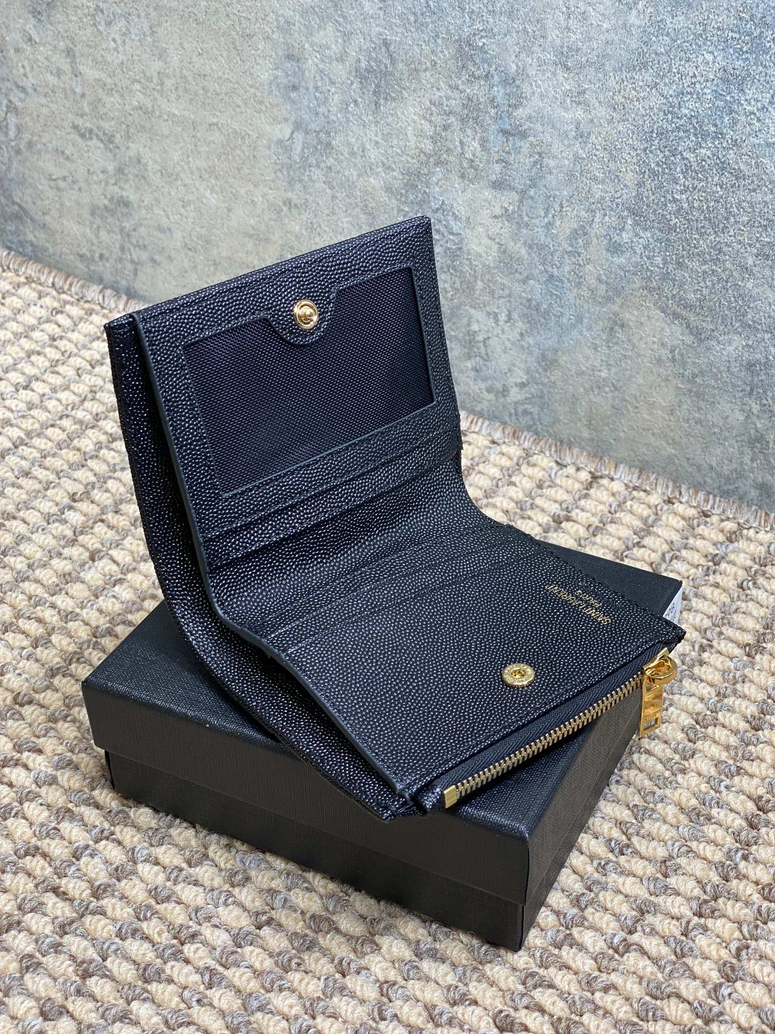 YSL Cassandre Matelassé Bi-Fold Wallet Black Caviar Cowhide GHW mysite