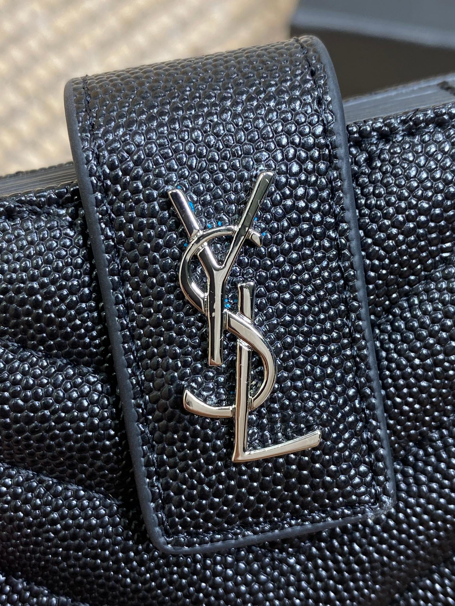 YSL Accordion Card Wallet Black 11cm Caviar Cowhide Sliver HW mysite