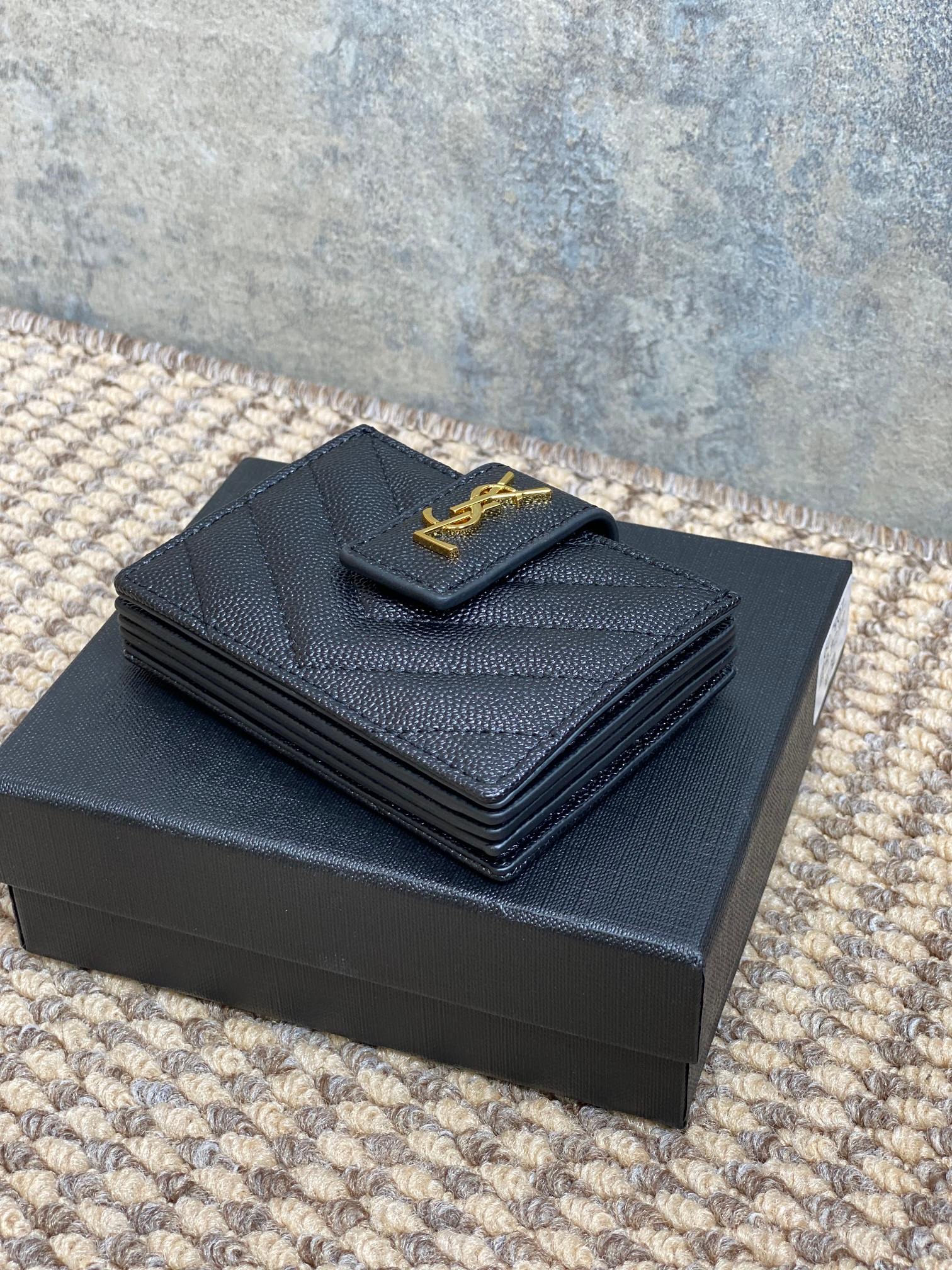 YSL Accordion Card Wallet Black 11cm Caviar Cowhide GHW mysite