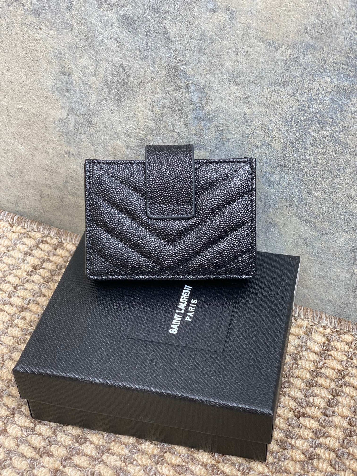 YSL Accordion Card Wallet Black 11cm Caviar Cowhide GHW mysite