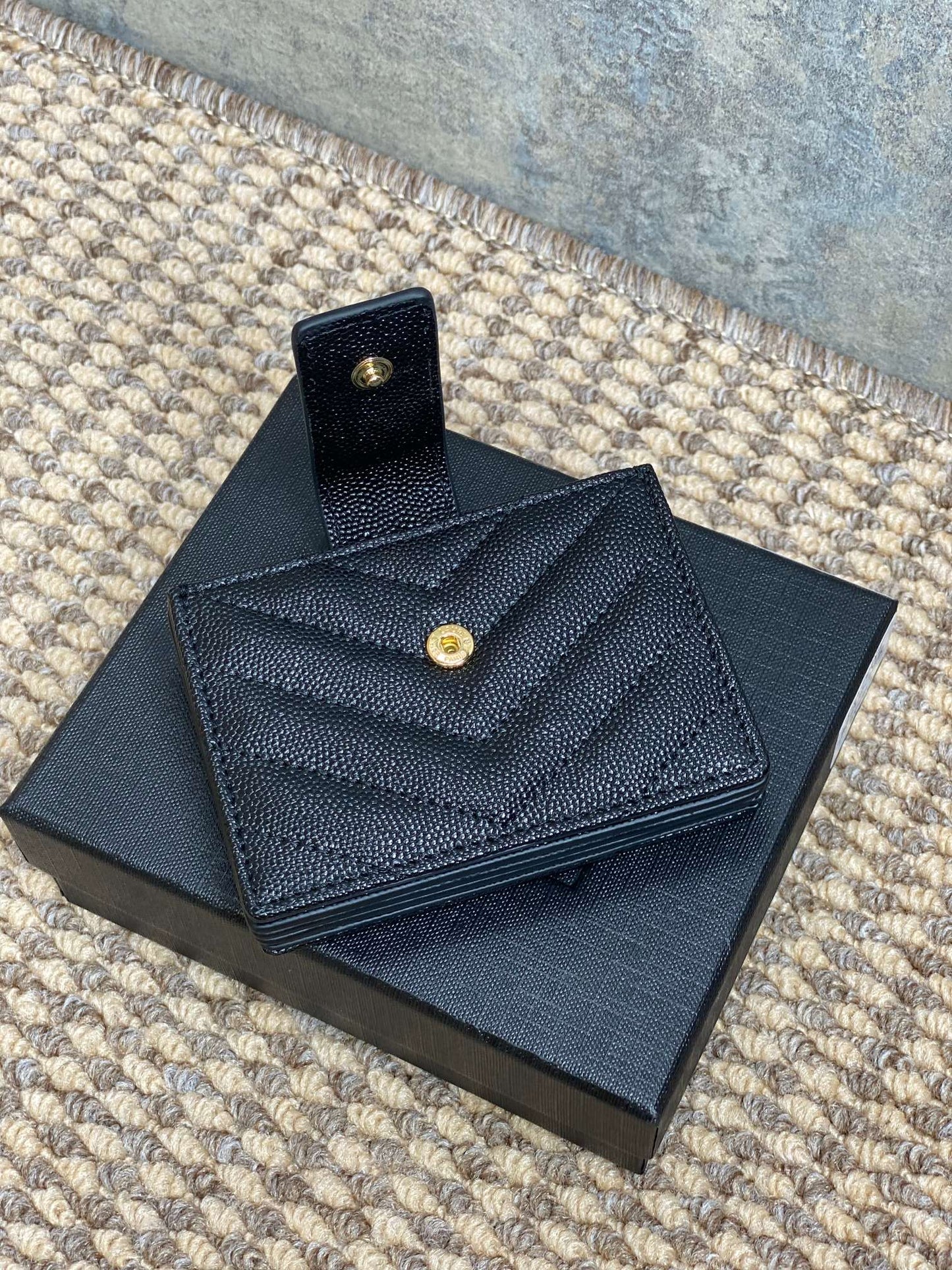 YSL Accordion Card Wallet Black 11cm Caviar Cowhide GHW mysite