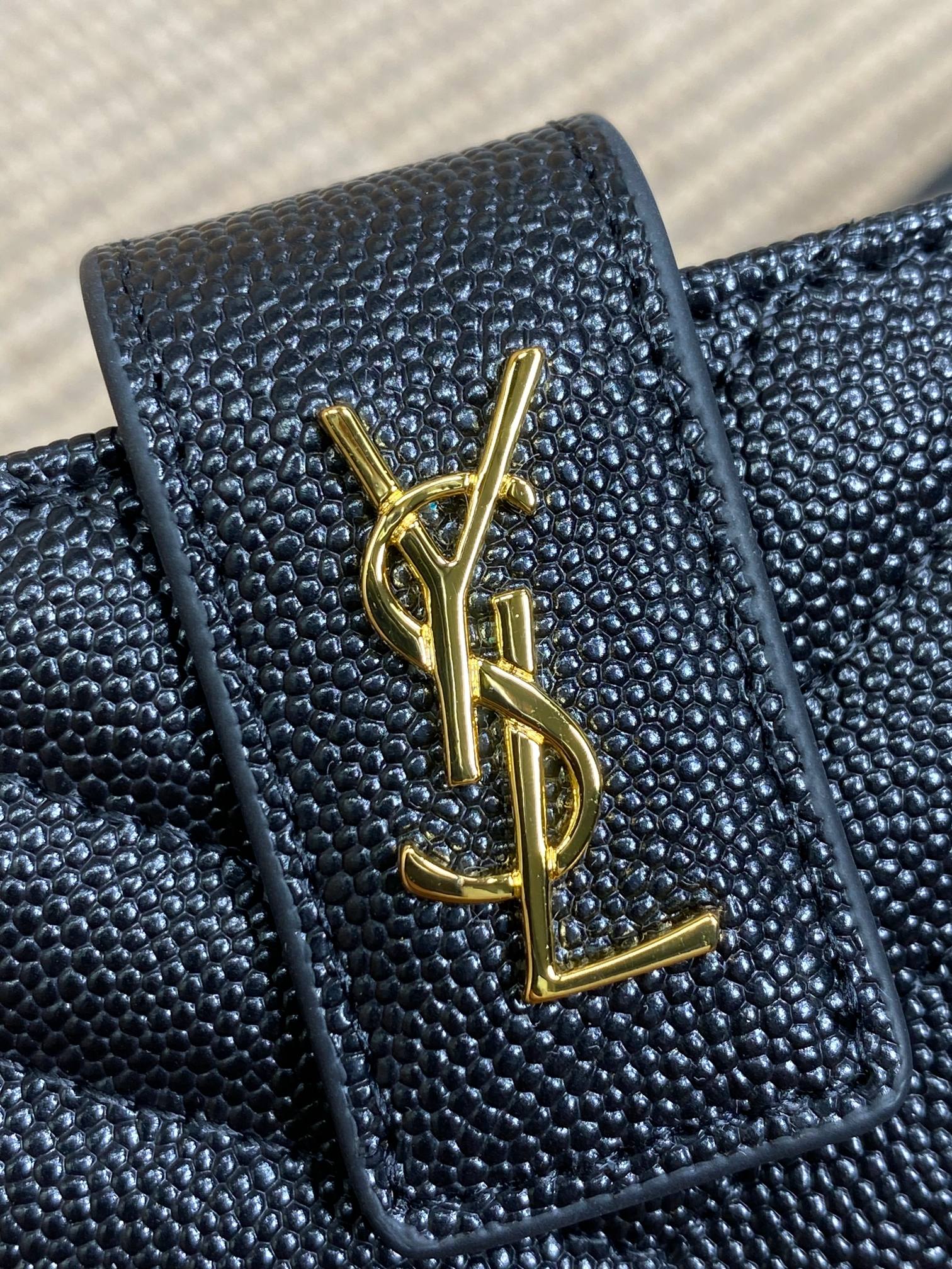 YSL Accordion Card Wallet Black 11cm Caviar Cowhide GHW mysite