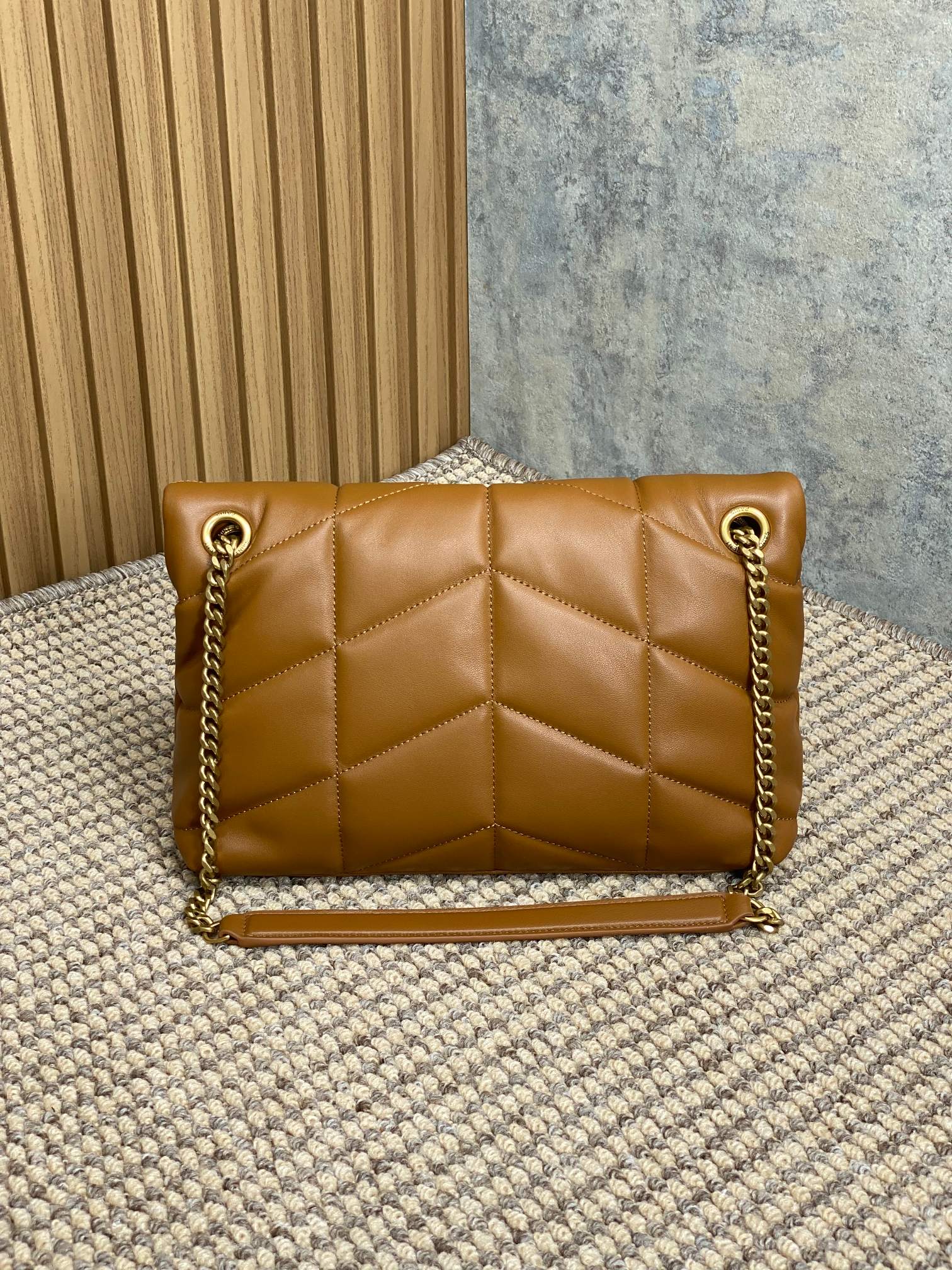 PUFFER SMALL 29 IN BRONZE BROWN LAMBSKIN GOLD HARDWARE mysite