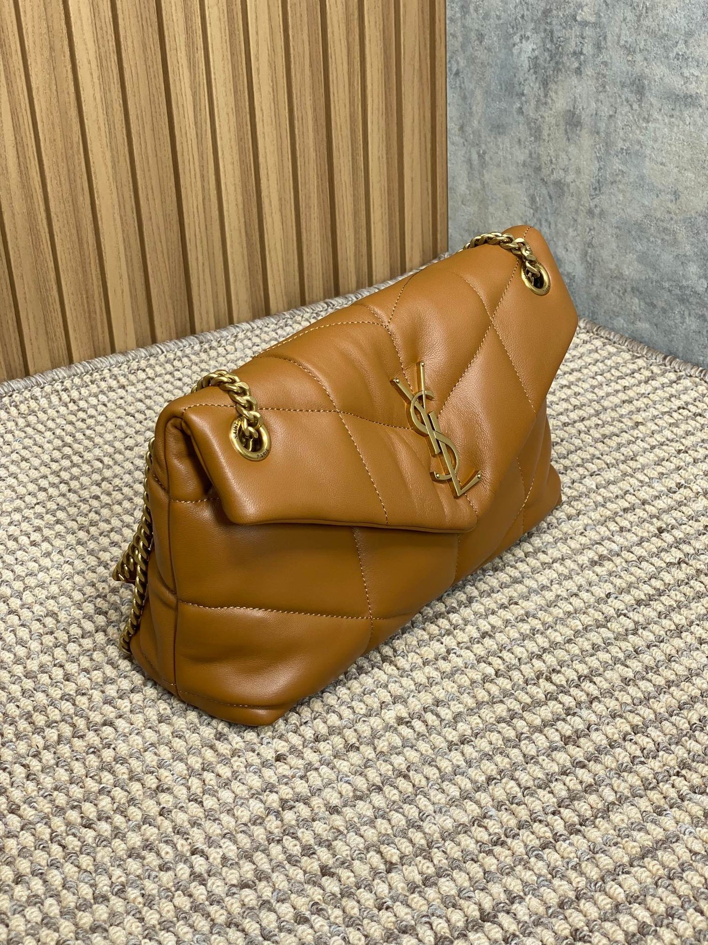 PUFFER SMALL 29 IN BRONZE BROWN LAMBSKIN GOLD HARDWARE mysite