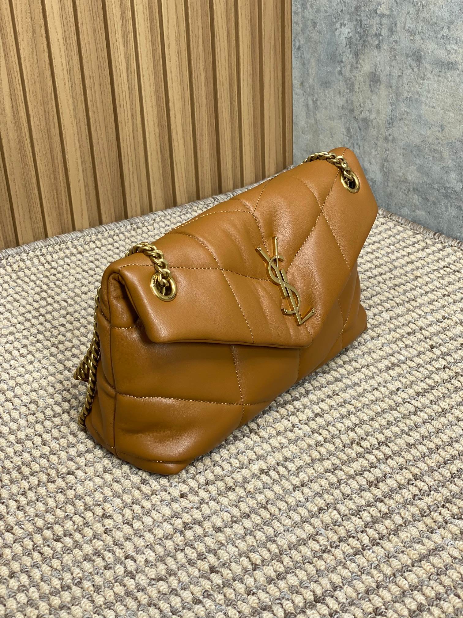 PUFFER SMALL 29 IN BRONZE BROWN LAMBSKIN GOLD HARDWARE mysite