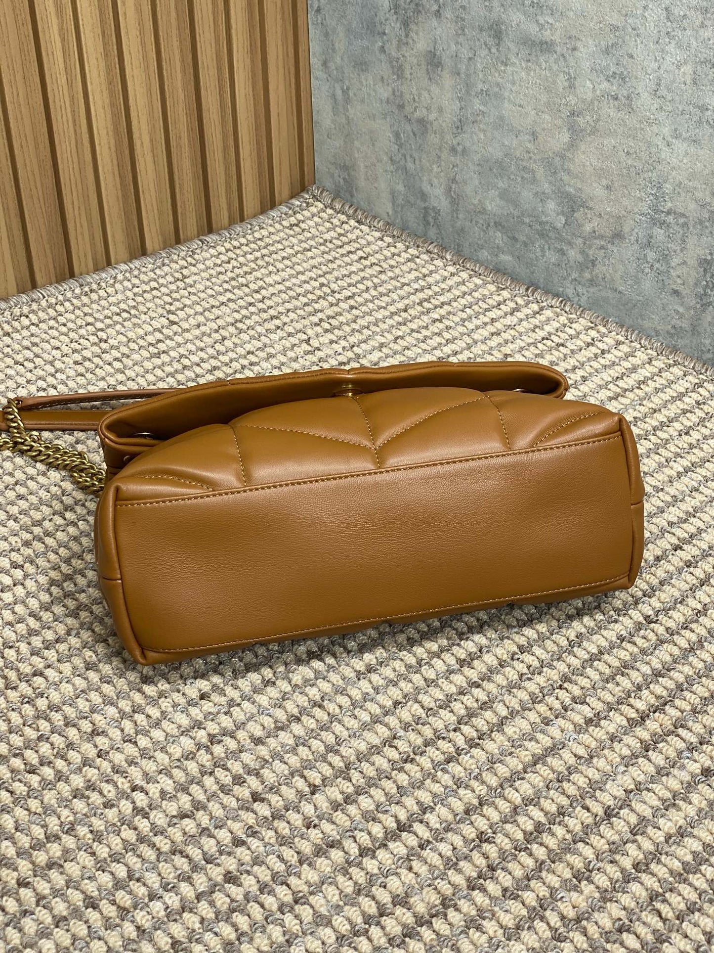 PUFFER SMALL 29 IN BRONZE BROWN LAMBSKIN GOLD HARDWARE mysite