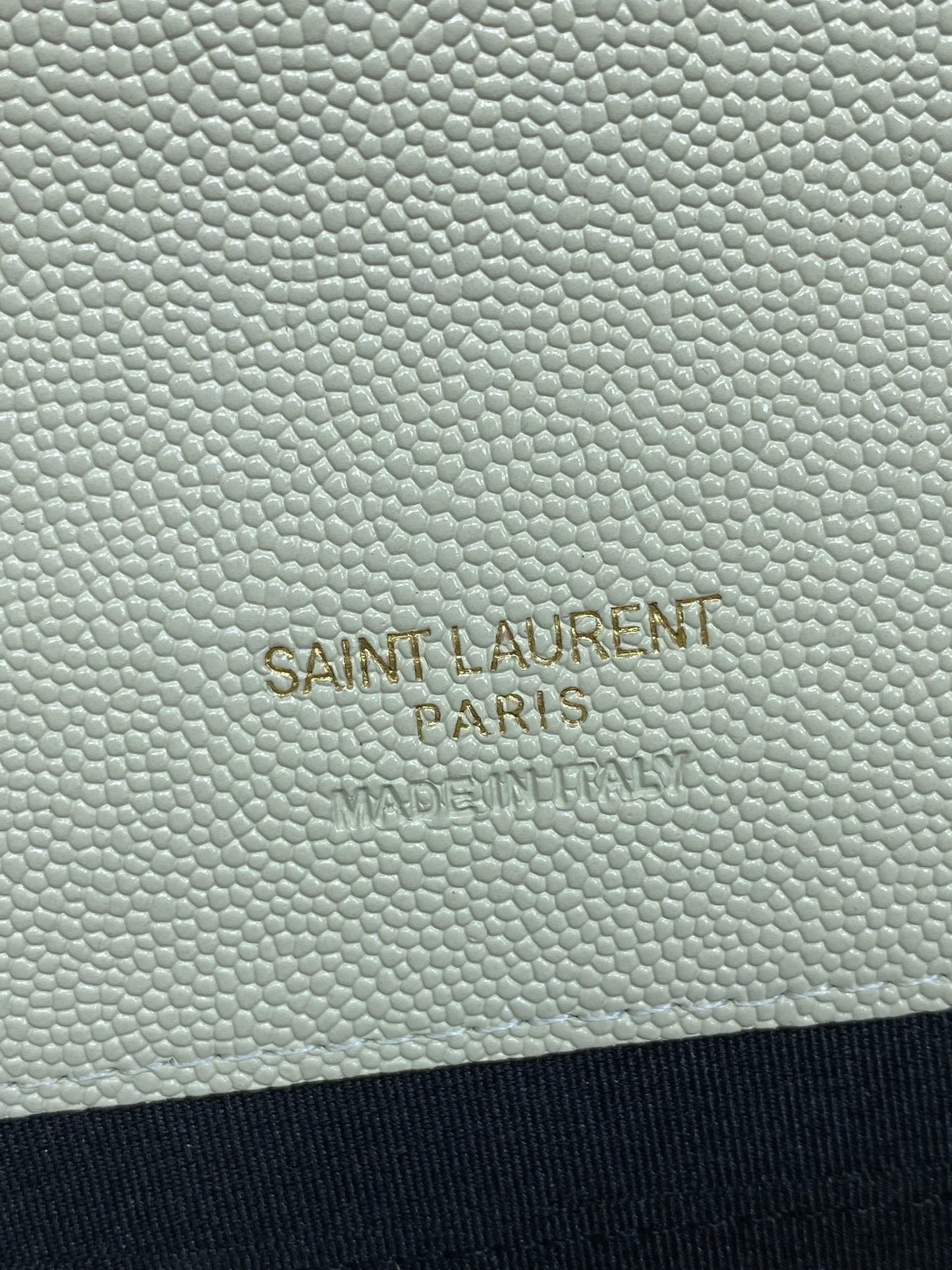 YSL Gold Hardware Logo Clutch 21cm White Caviar Cowhide mysite