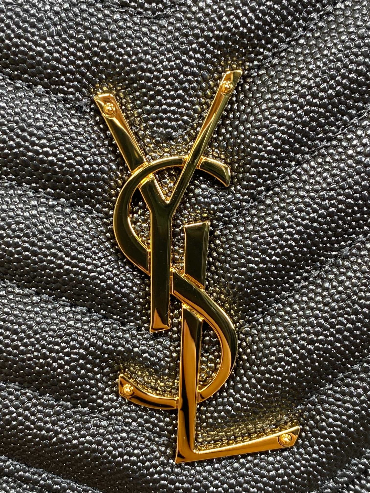 YSL Gold Hardware Logo Clutch 21cm Black Caviar Cowhide mysite