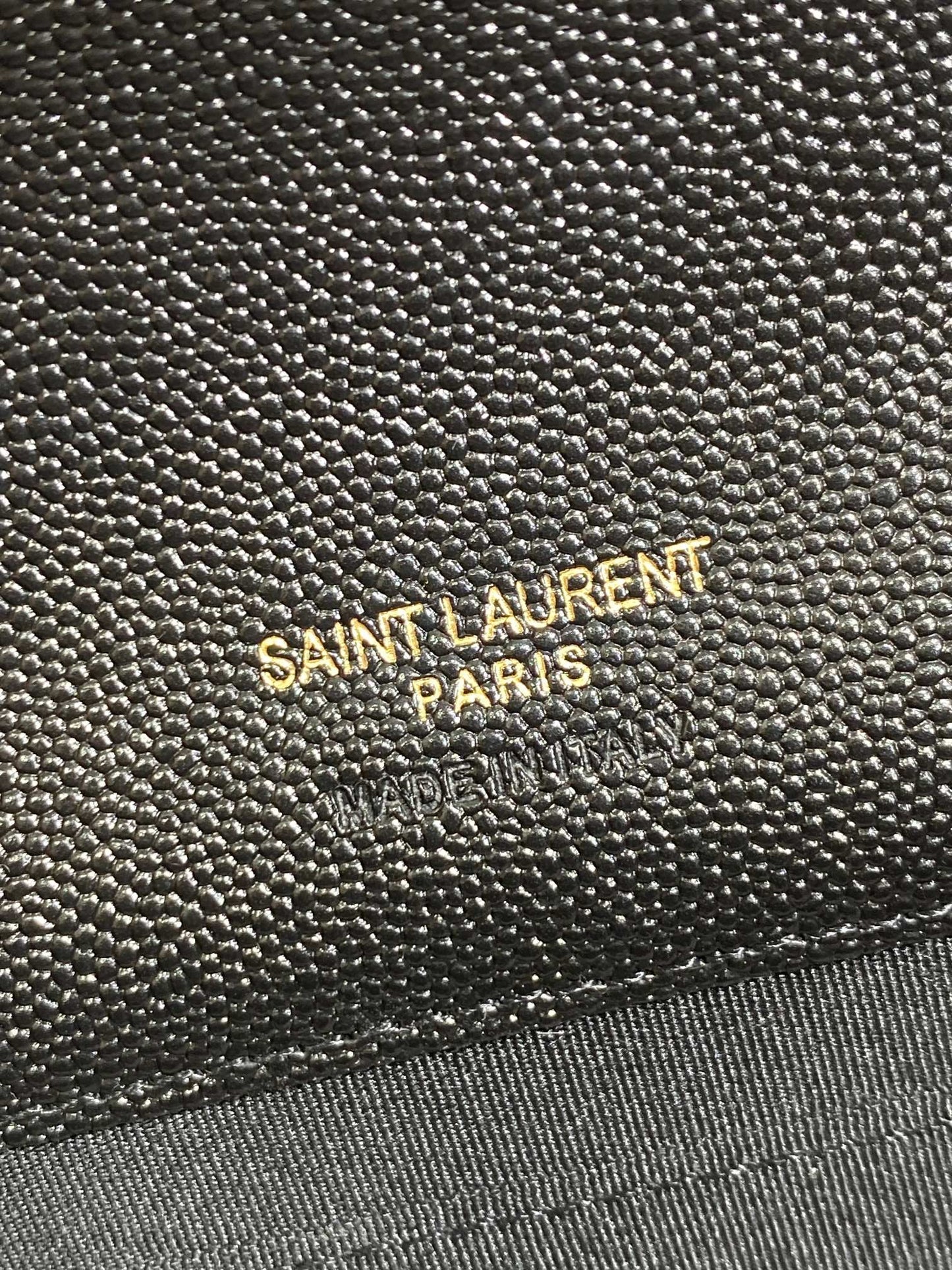 YSL Gold Hardware Logo Clutch 21cm Black Caviar Cowhide mysite