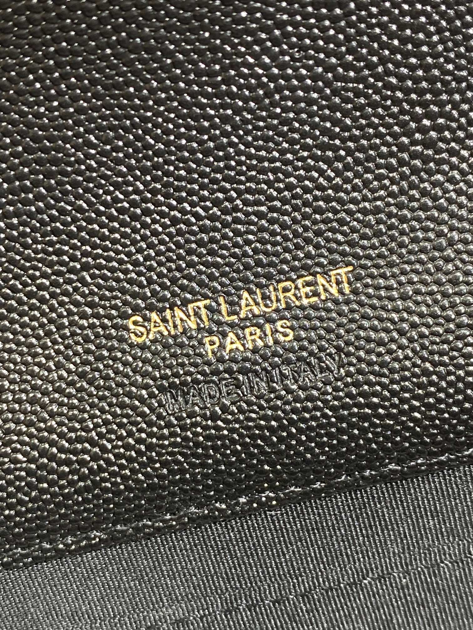 YSL Gold Hardware Logo Clutch 21cm Black Caviar Cowhide mysite