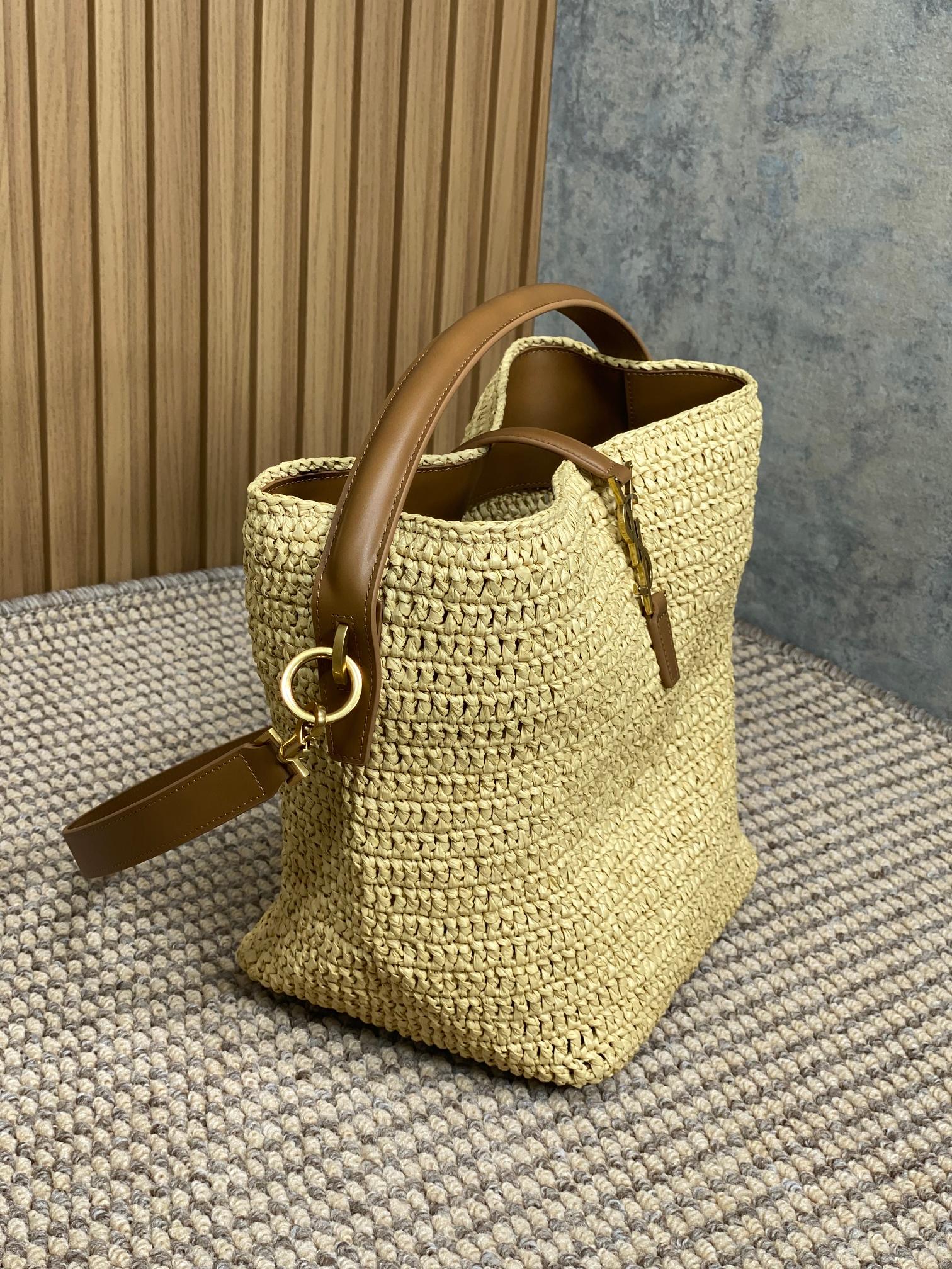le 37 woven raffia 20cm brown calfskin mysite