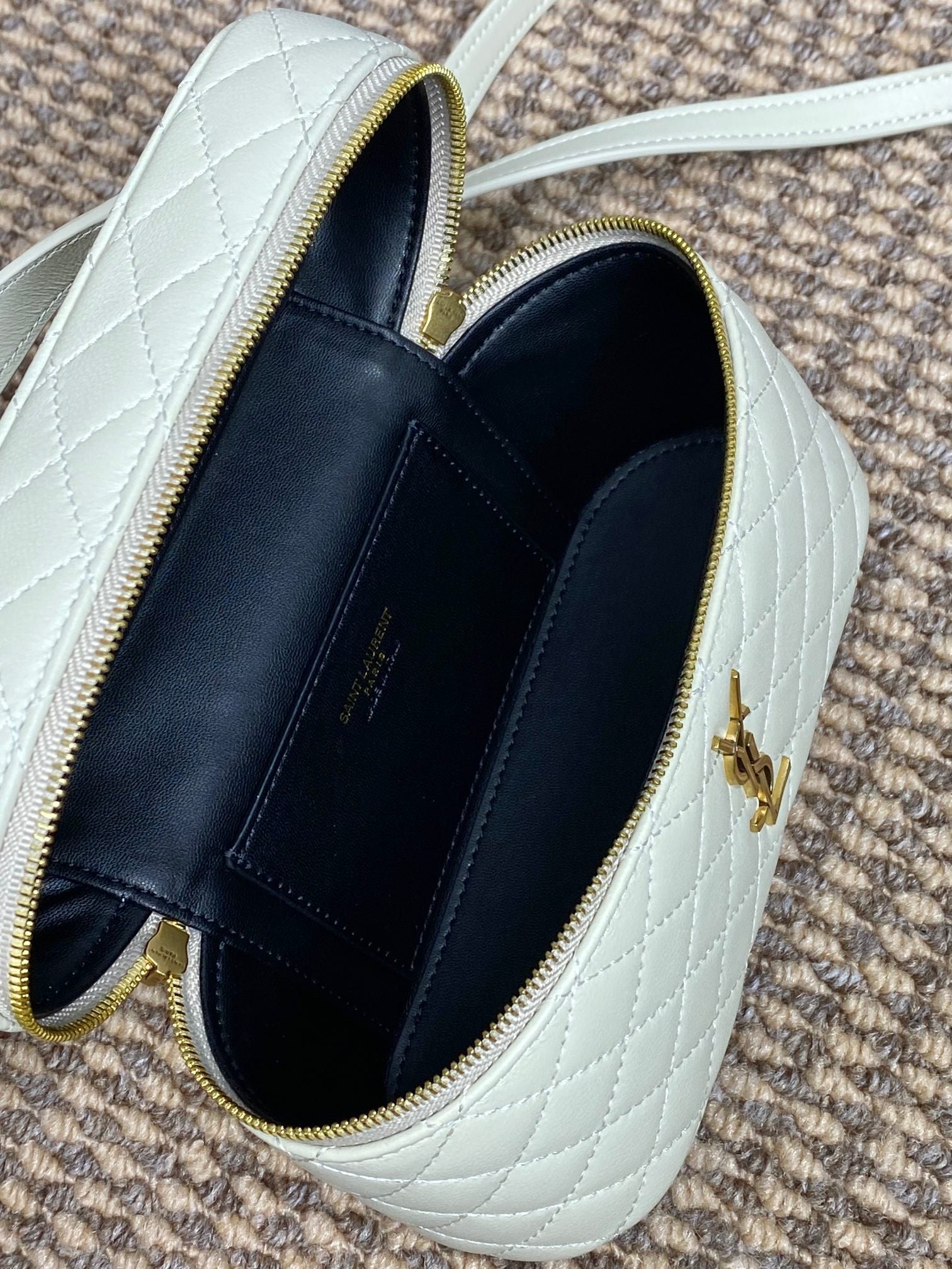 GABY MINI VANITY 18 IN IVORY WHITE LAMBSKIN GOLD HARDWARE mysite