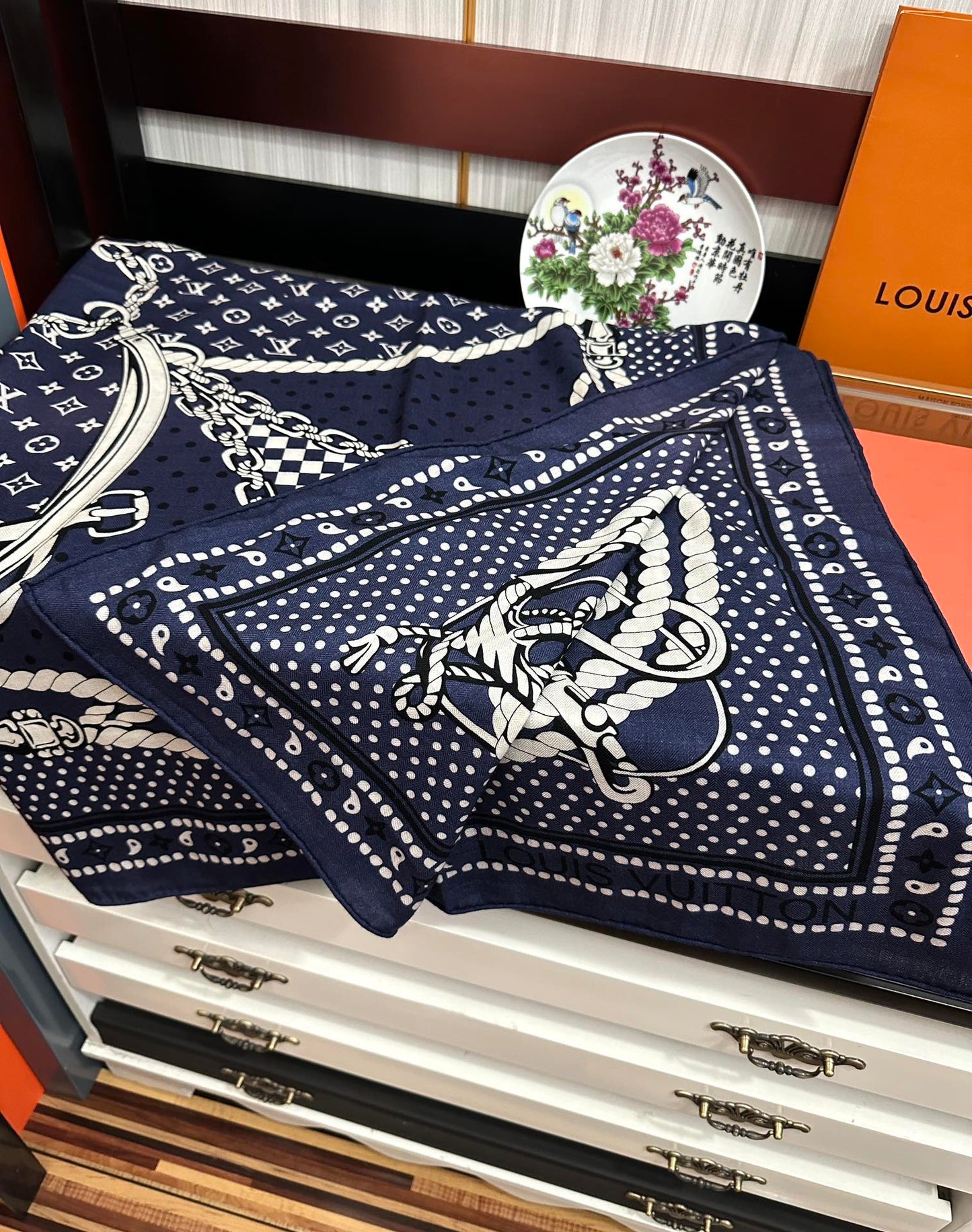 SAILOR BANDANA SQUARE IN MARINE BLUE SILK SCARF 140 CM mysite