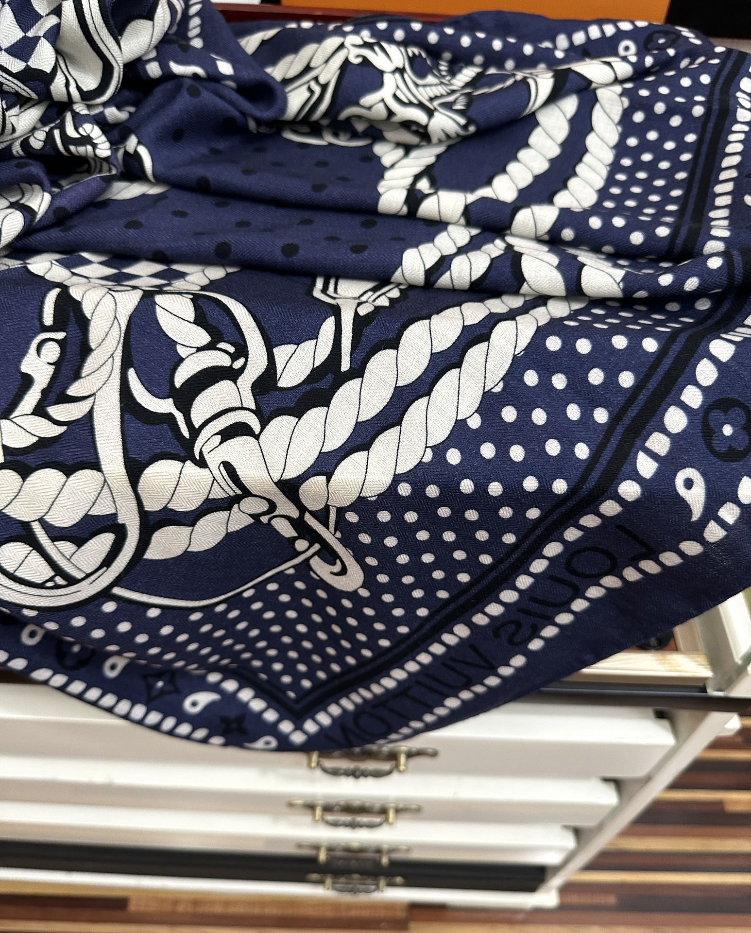 SAILOR BANDANA SQUARE IN MARINE BLUE SILK SCARF 140 CM mysite