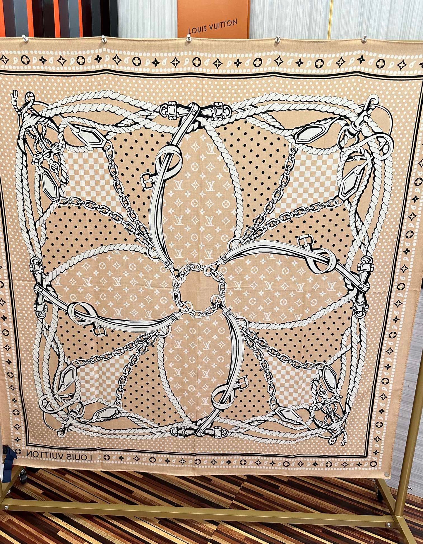 SAILOR BANDANA SQUARE IN BISQUE BEIGE SILK SCARF 140 CM mysite